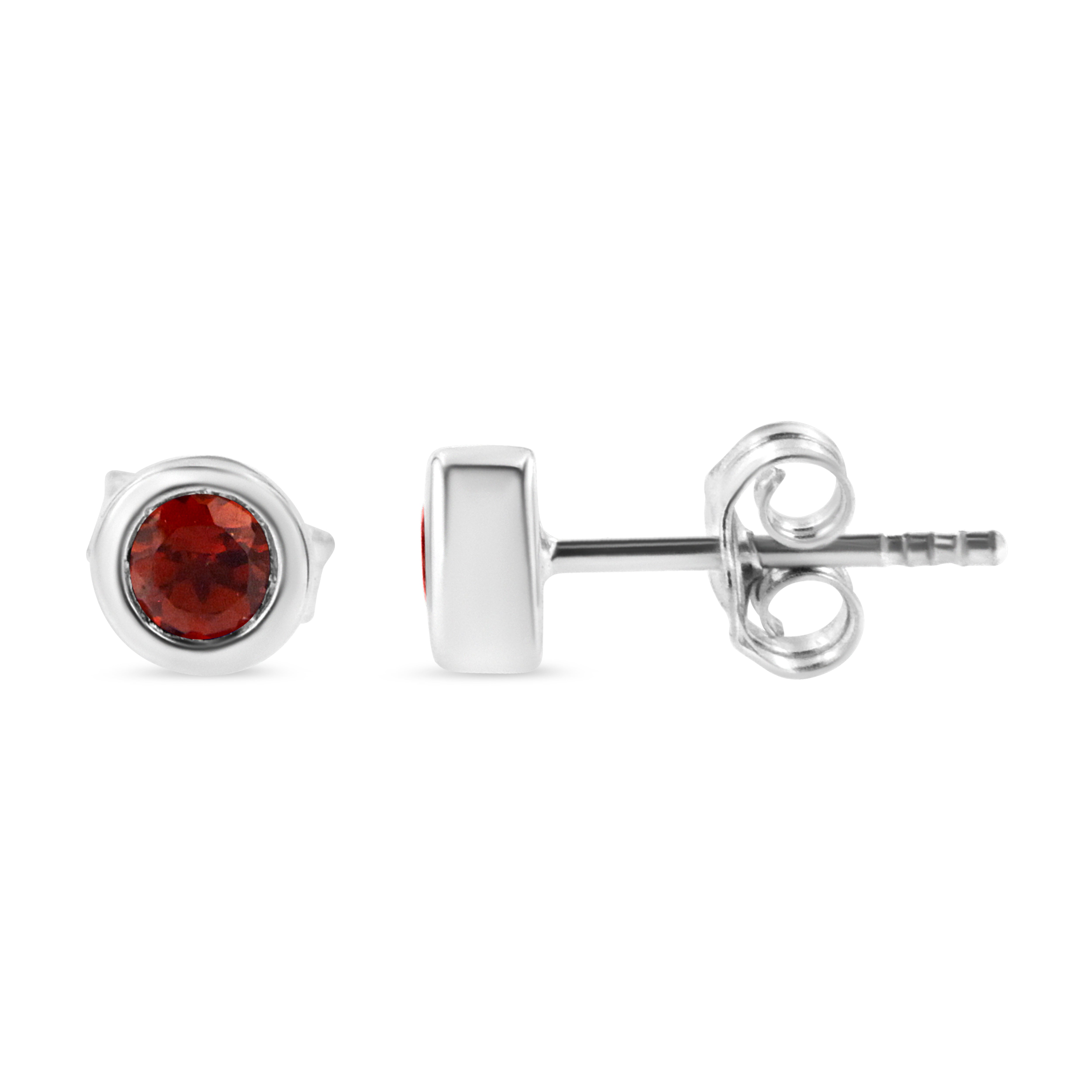 .925 Sterling Silver Bezel Set 3.5mm Created Red Ruby Gemstone Solitaire Stud Earrings on sale at MyriadMart