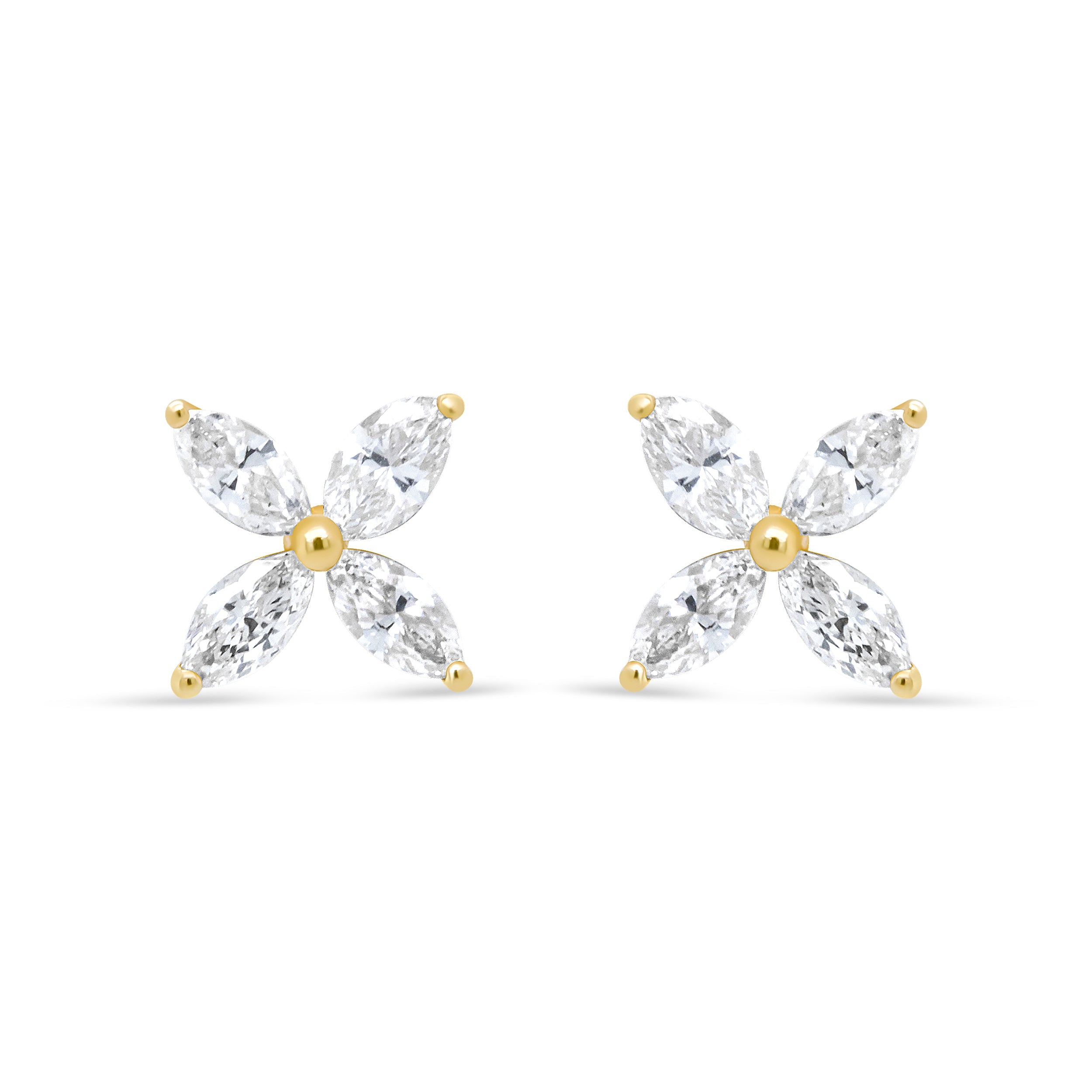 14K White Gold 1/2 Cttw Marquise Diamond 8 Stone Floral Leaf Stud Earrings H-I Color, SI1-SI2 Clarity on sale at MyriadMart