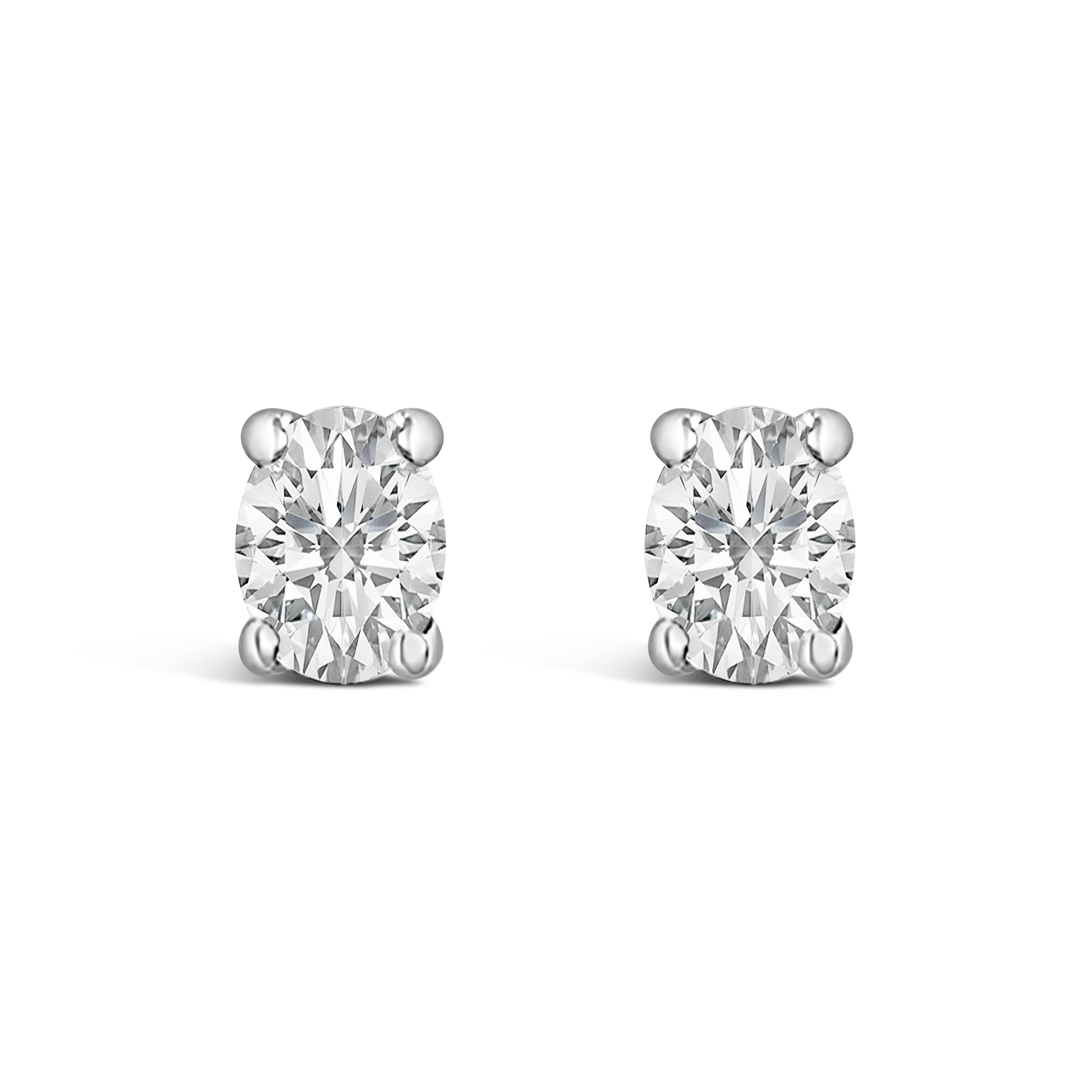 14K White Gold 1/4 Ctw Oval Lab-Grown Diamond Solitaire Stud Earrings on sale at MyriadMart