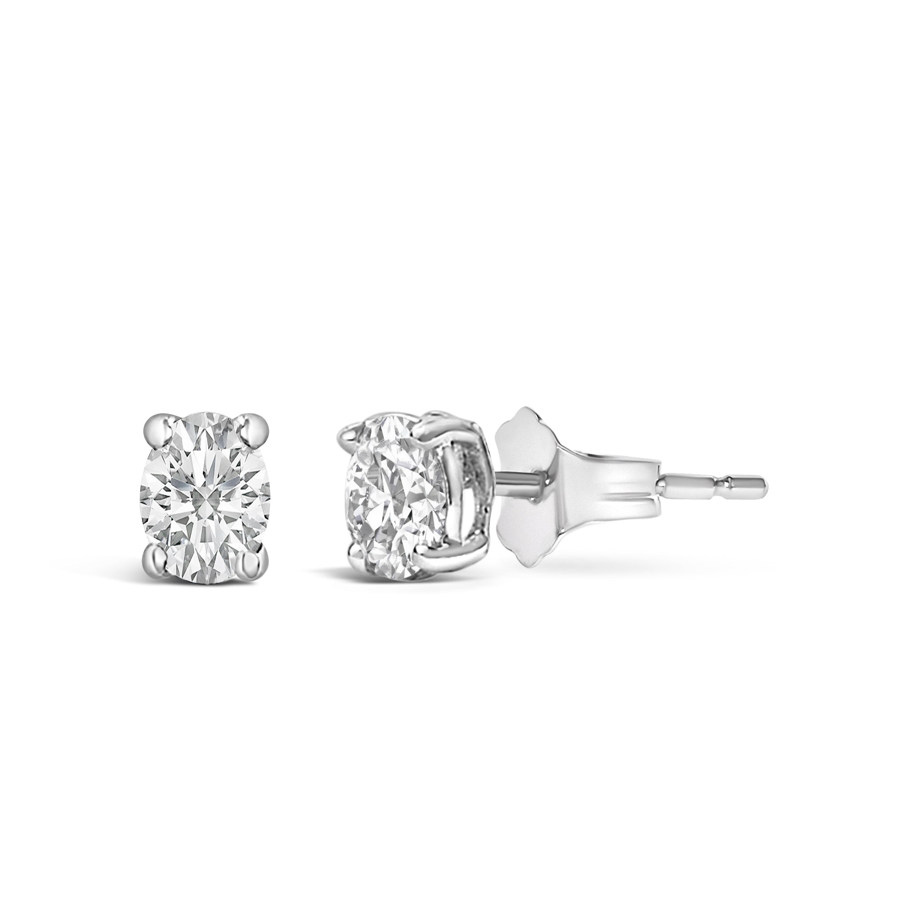 14K White Gold 1/4 Ctw Oval Lab-Grown Diamond Solitaire Stud Earrings on sale at MyriadMart