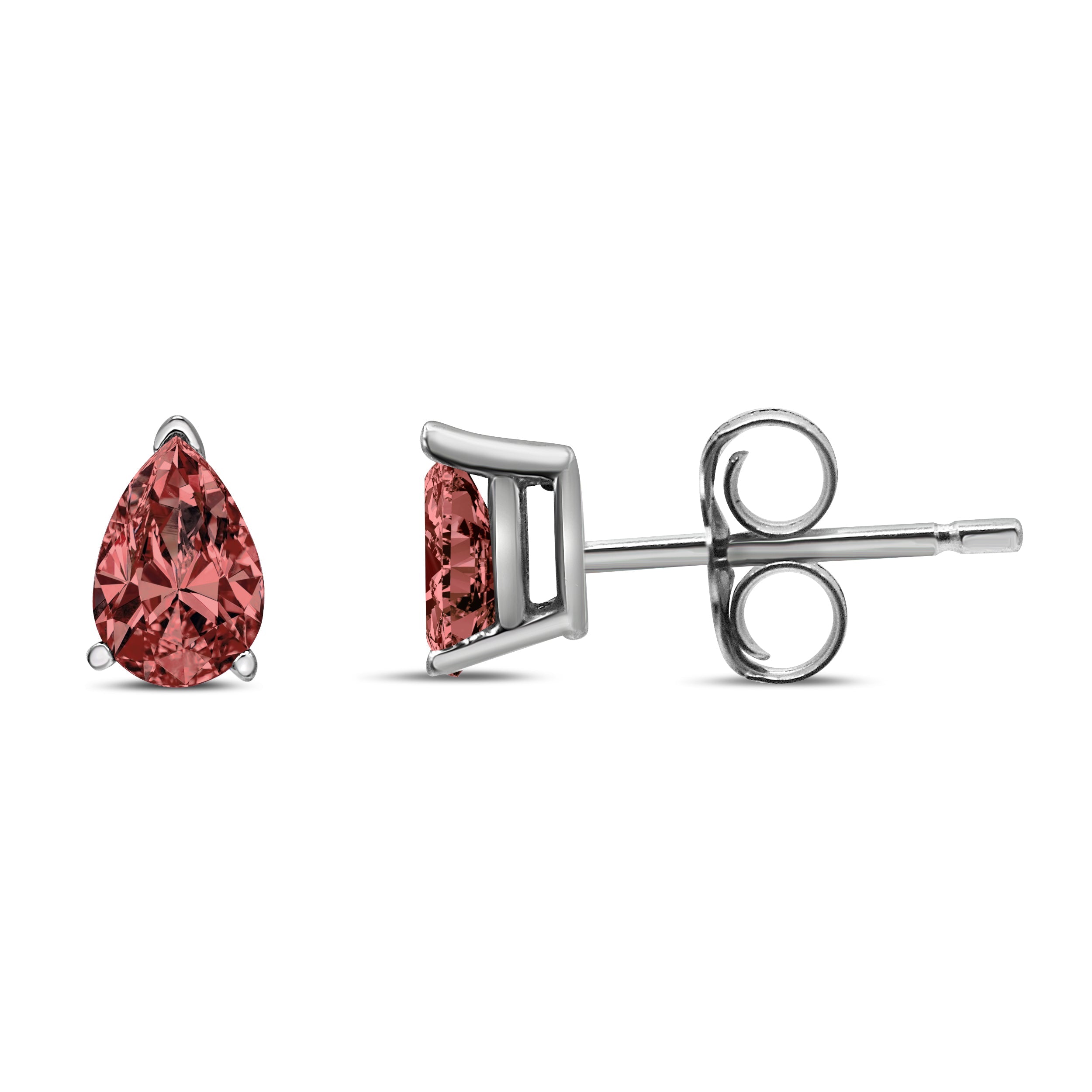 14K White Gold 1/2 Cttw Lab Grown Pink Pear Diamond 3 Prong Set Martini Solitaire Stud Earrings Pink Color, VS2-SI1 Clarity on sale at MyriadMart