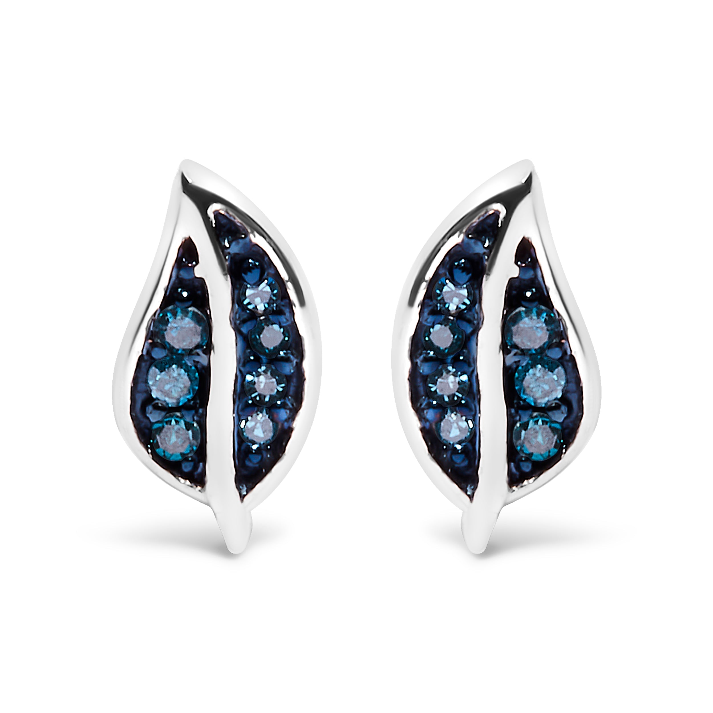 .925 Sterling Silver Blue Diamond Accent Leaf Stud Earrings on sale at MyriadMart