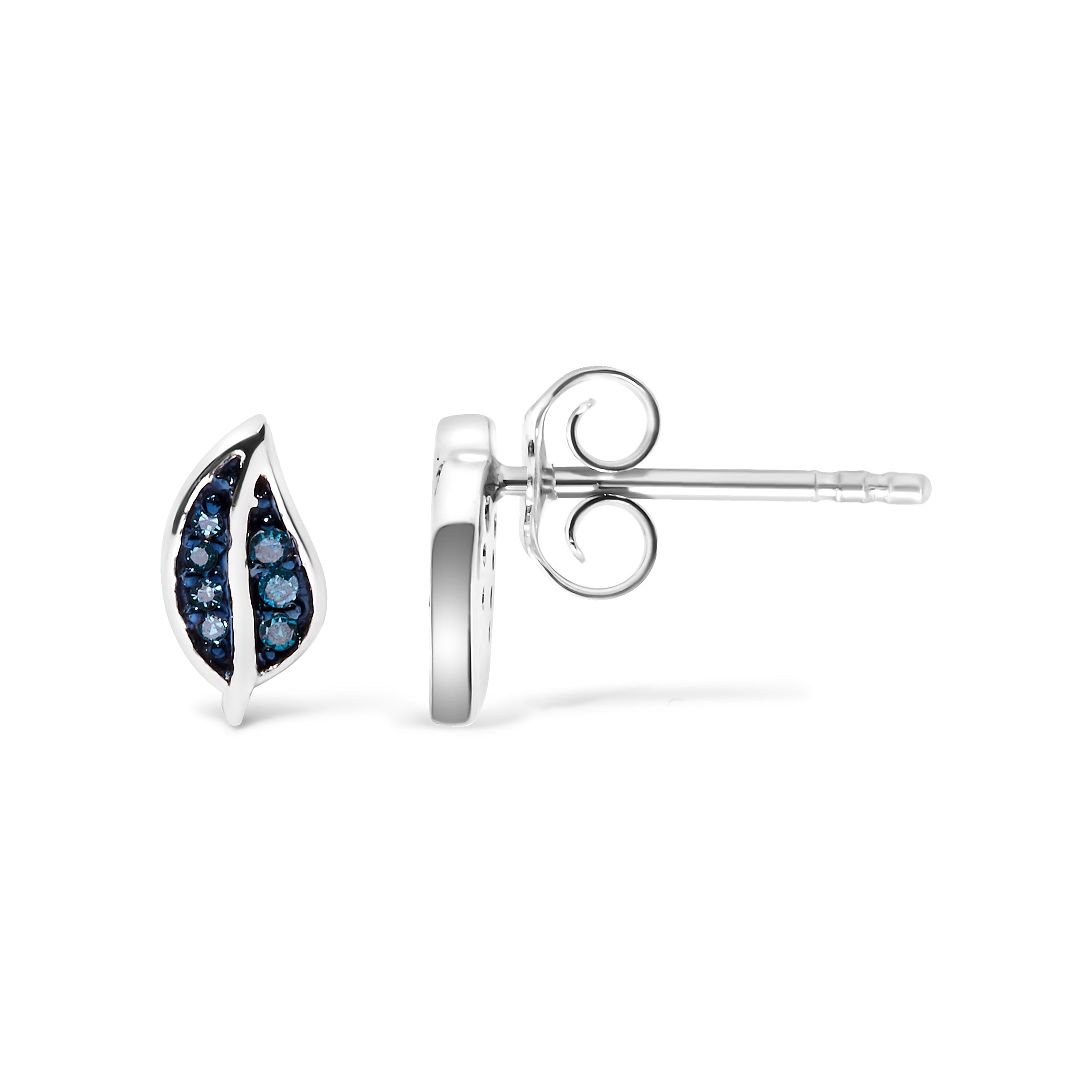 .925 Sterling Silver Blue Diamond Accent Leaf Stud Earrings on sale at MyriadMart