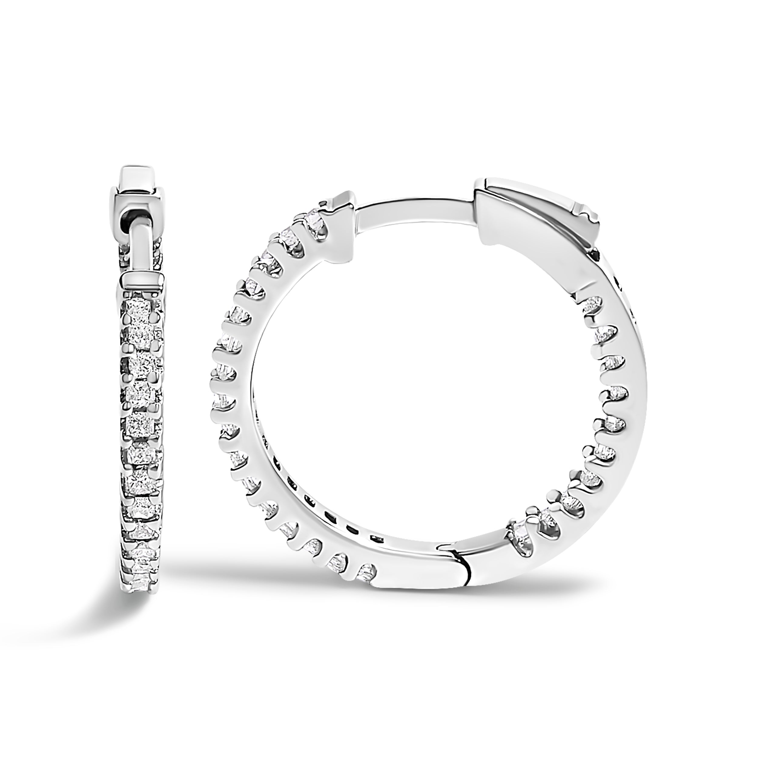 .925 Sterling Silver 1/2 Cttw Princess Diamond Inside Out Hoop Earrings G-H Color, VS2-SI1 Clarity on sale at MyriadMart
