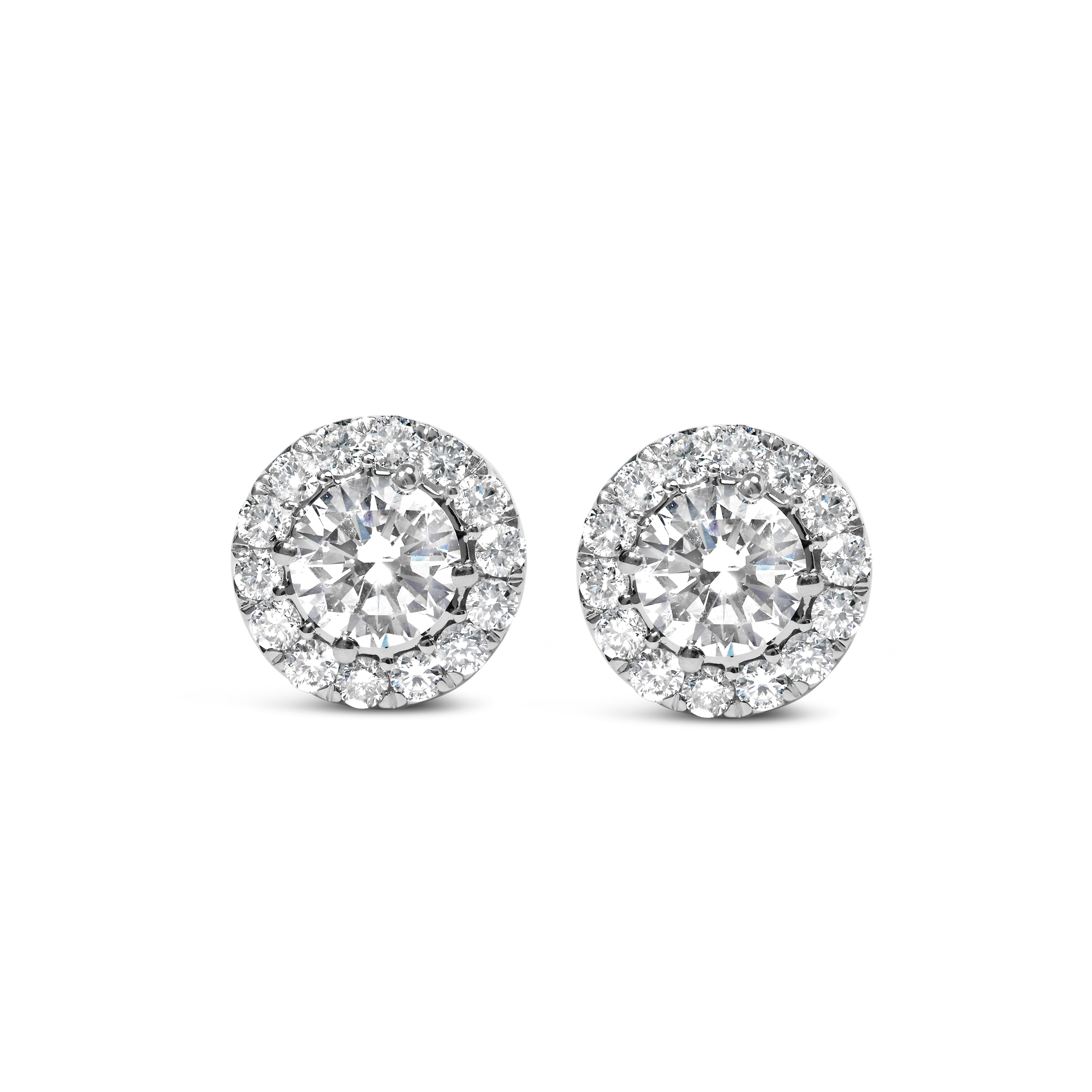 14K White Gold 3.0 Cttw Lab-Grown Diamond Hidden Halo Stud Earrings on sale at MyriadMart