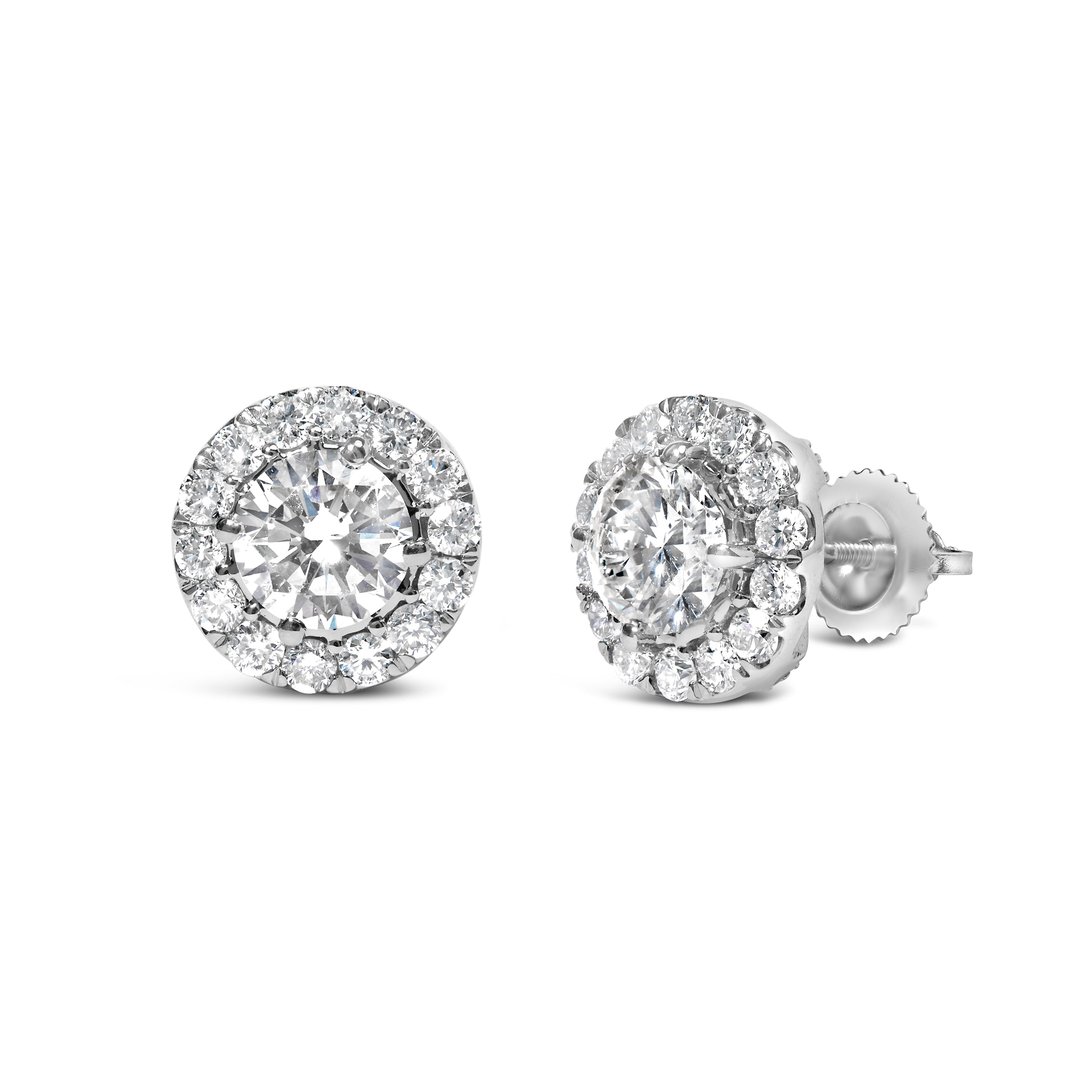14K White Gold 3.0 Cttw Lab-Grown Diamond Hidden Halo Stud Earrings on sale at MyriadMart