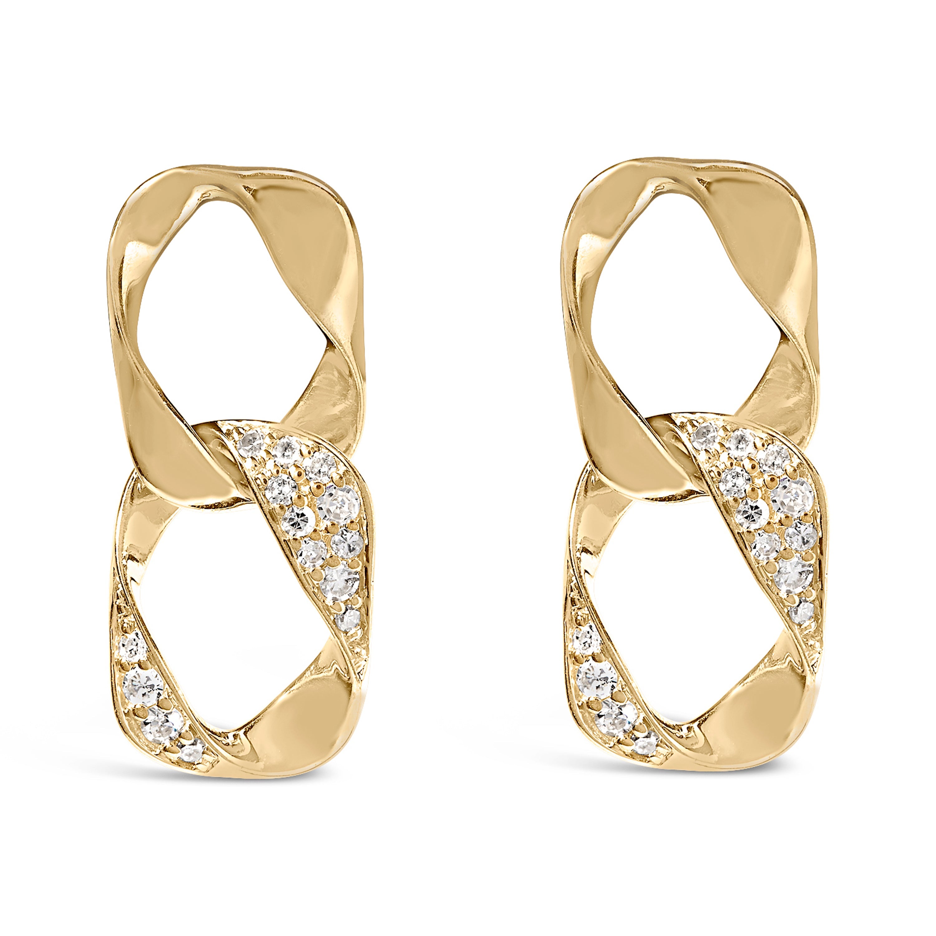 14K Yellow Gold Plated .925 Sterling Silver Open Link 1/5 Cttw Diamond Drop Earrings H-I Color, I1-I2 Clarity on sale at MyriadMart