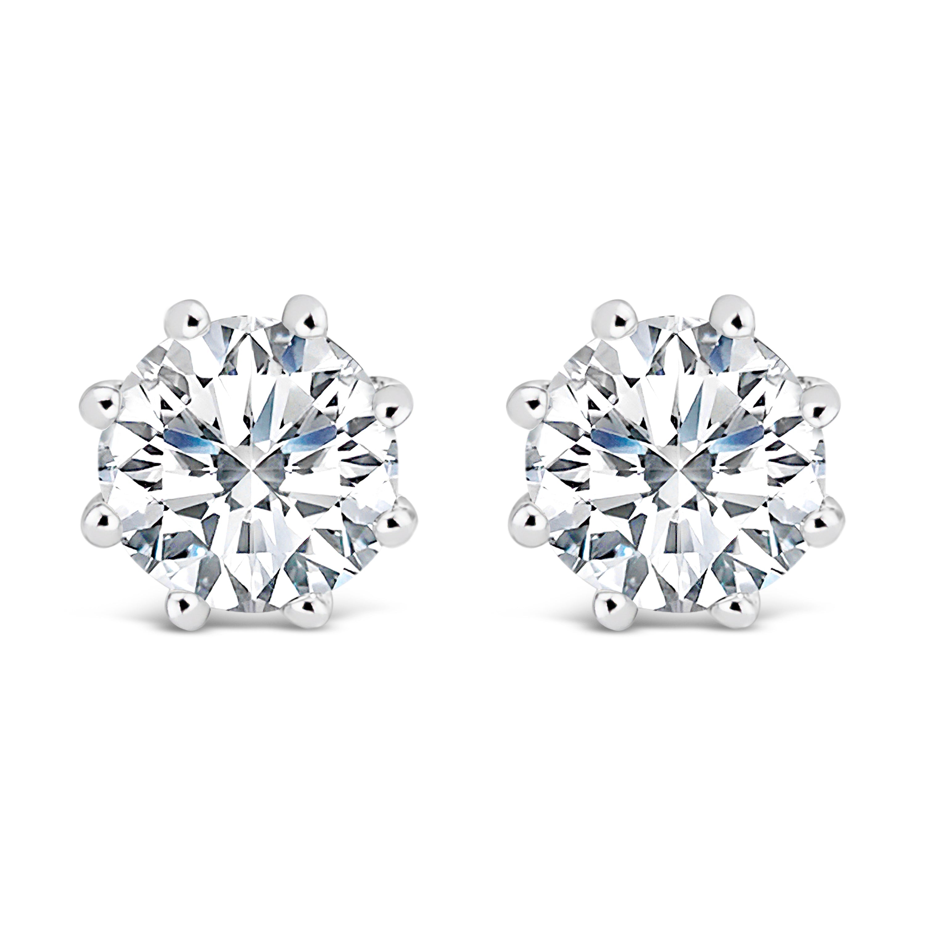 14K White Gold 1.0 Cttw Lab-Grown Diamond 8 Prong Hidden Halo Stud Earrings F-G Color, VS1-VS2 Clarity on sale at MyriadMart