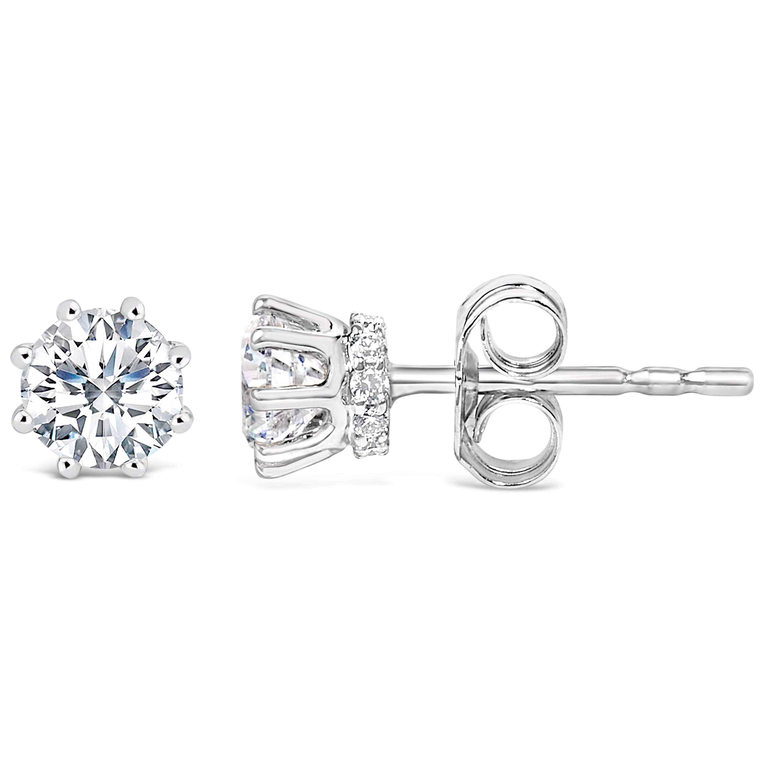 14K White Gold 1.0 Cttw Lab-Grown Diamond 8 Prong Hidden Halo Stud Earrings F-G Color, VS1-VS2 Clarity on sale at MyriadMart