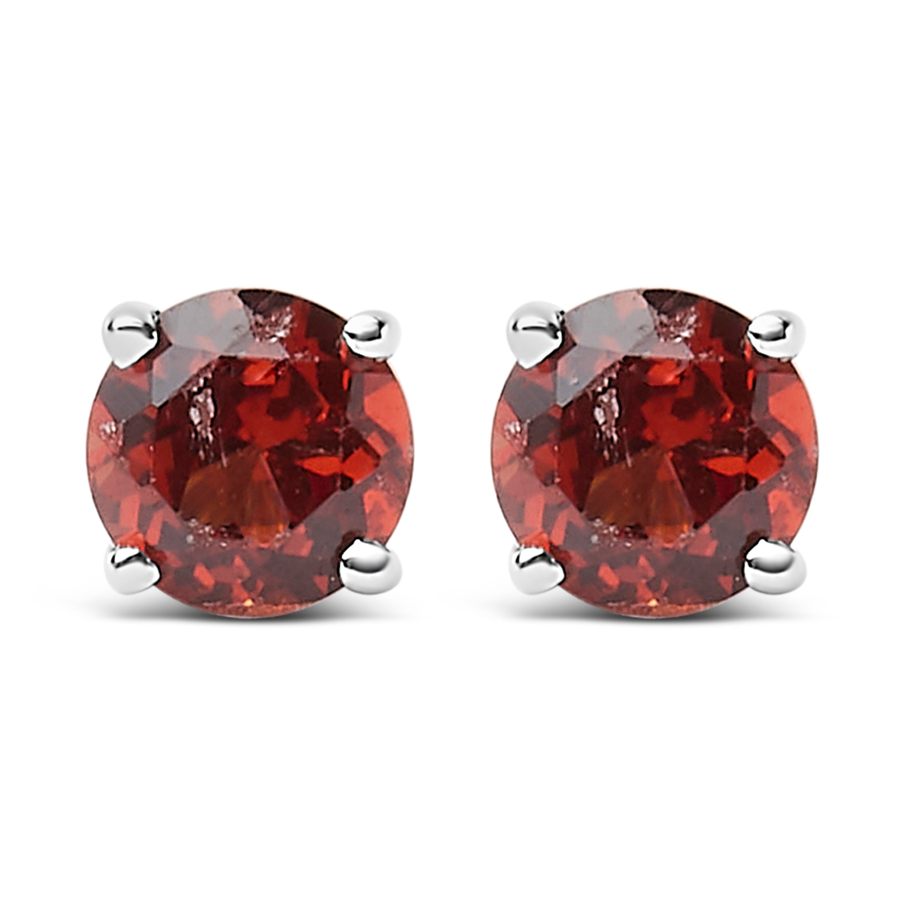 .925 Sterling Silver 3.5 MM Created Round Red Garnet Solitaire Stud Earrings on sale at MyriadMart