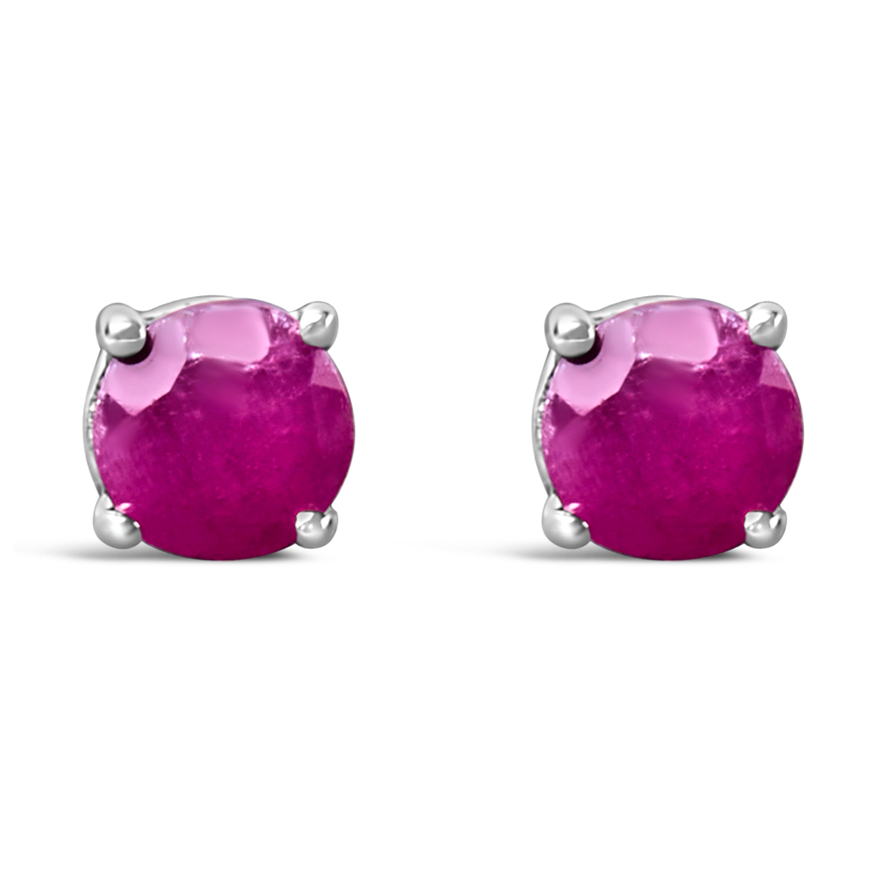 .925 Sterling Silver 3.5 MM Created Round Red Garnet Solitaire Stud Earrings on sale at MyriadMart