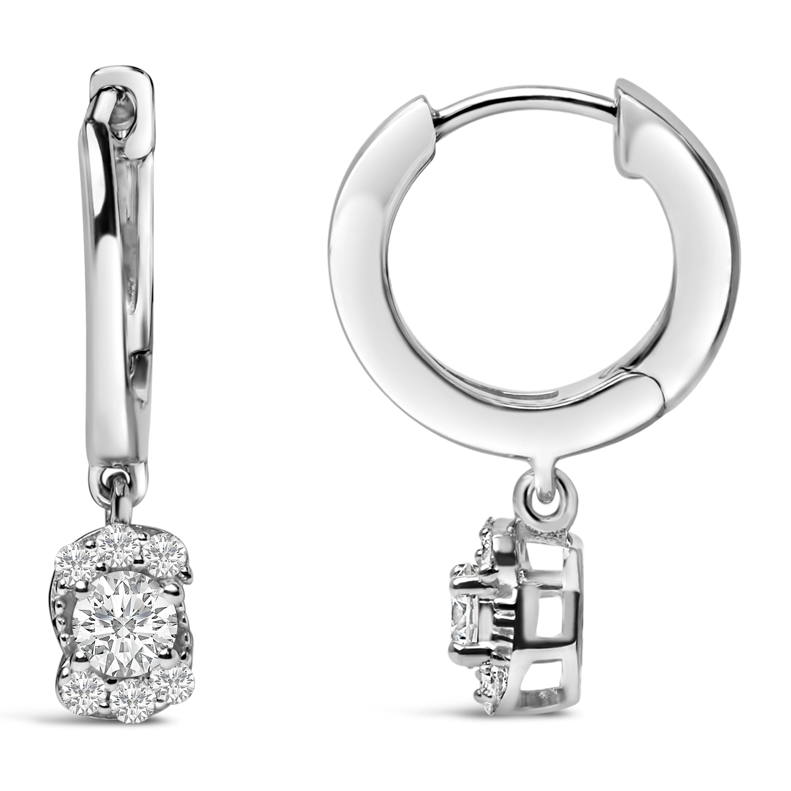 Sterling Silver 1/2 Cttw Lab Grown Diamond Floral Cluster Drop Earrings on sale at MyriadMart