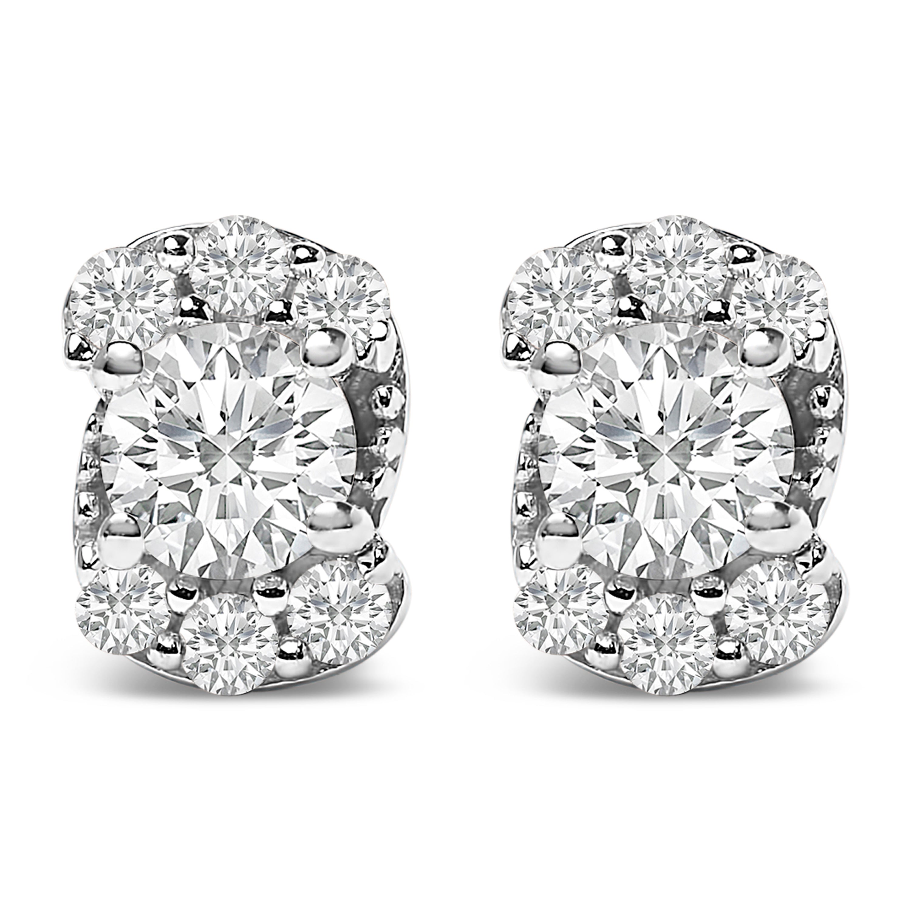 Sterling Silver 1/3 Cttw Lab Grown Diamond Halo Swirl Stud Earrings on sale at MyriadMart