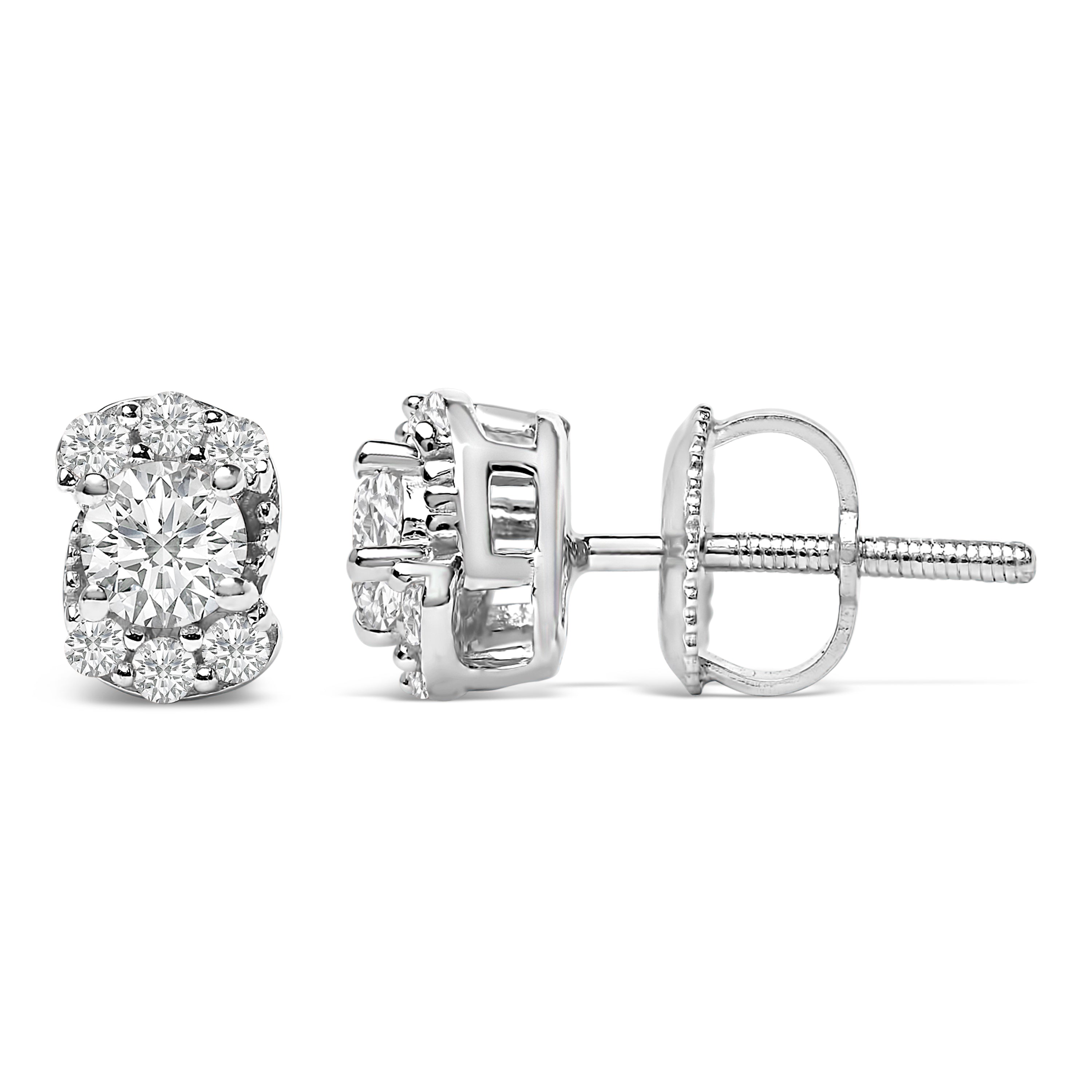 Sterling Silver 1/3 Cttw Lab Grown Diamond Halo Swirl Stud Earrings on sale at MyriadMart