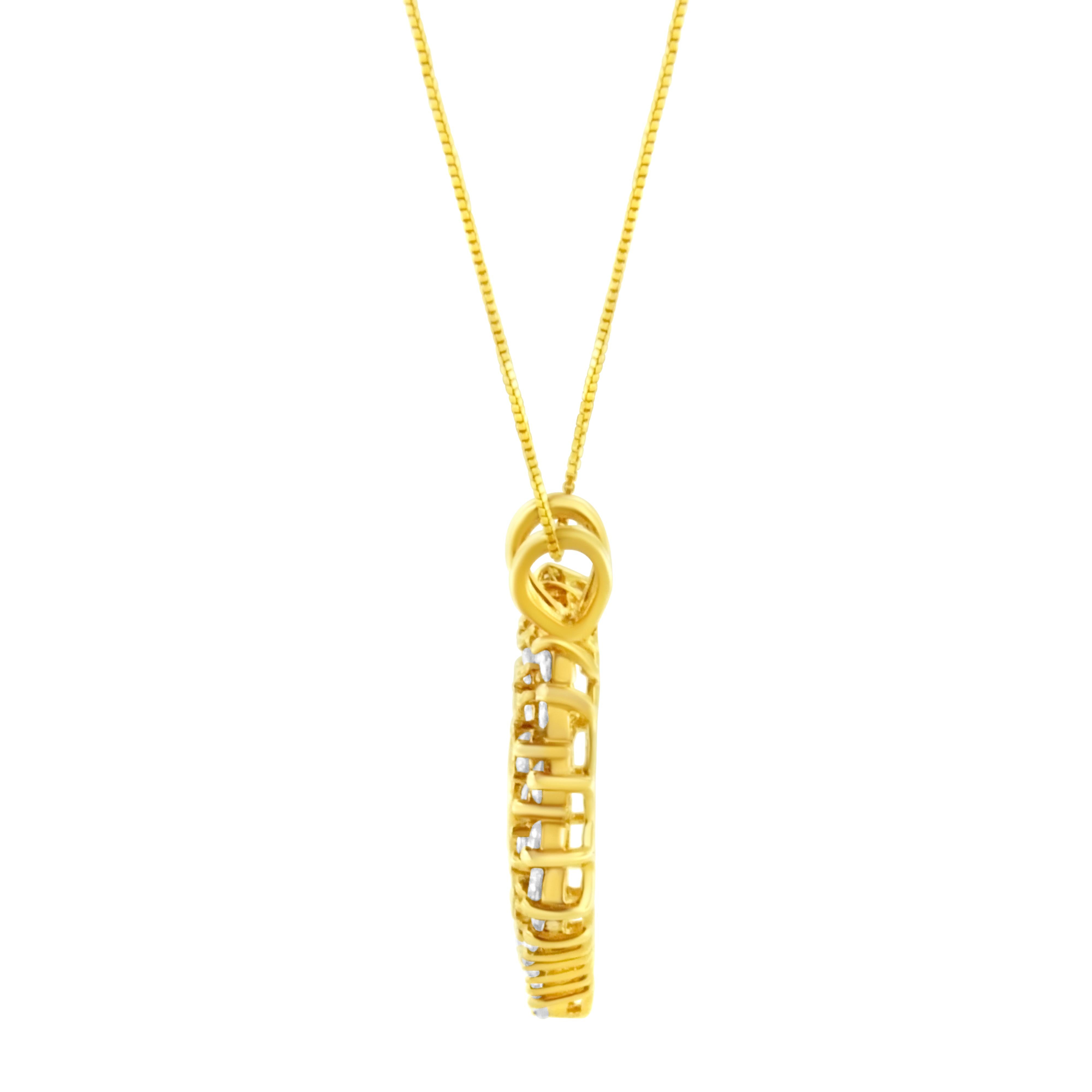 14K Yellow Gold Plated .925 Sterling Silver 3.00 Cttw Round Cut Diamond Cluster Heart 18" Pendant Necklace K-L Color, I1-I2 Clarity on sale at MyriadMart