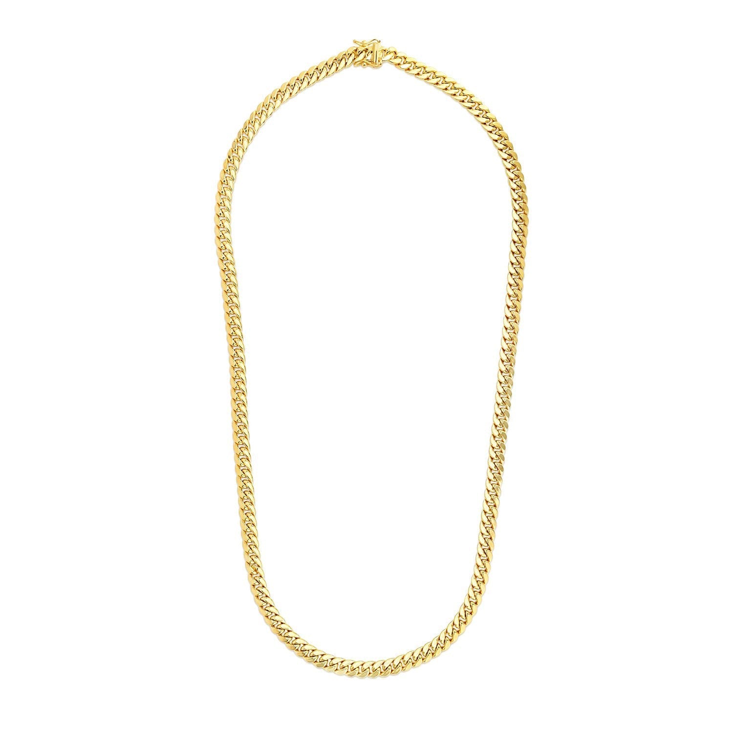 6.9mm 14k Yellow Gold Semi Solid Miami Cuban Chain on sale at MyriadMart