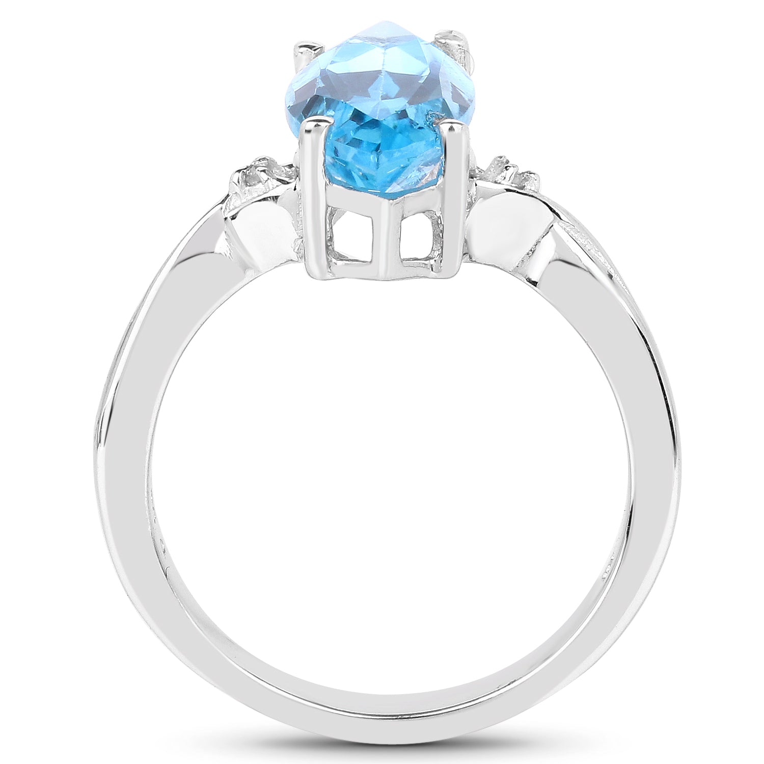 3.67 Carat Genuine Swiss Blue Topaz and White Diamond .925 Sterling Silver Ring on sale at MyriadMart