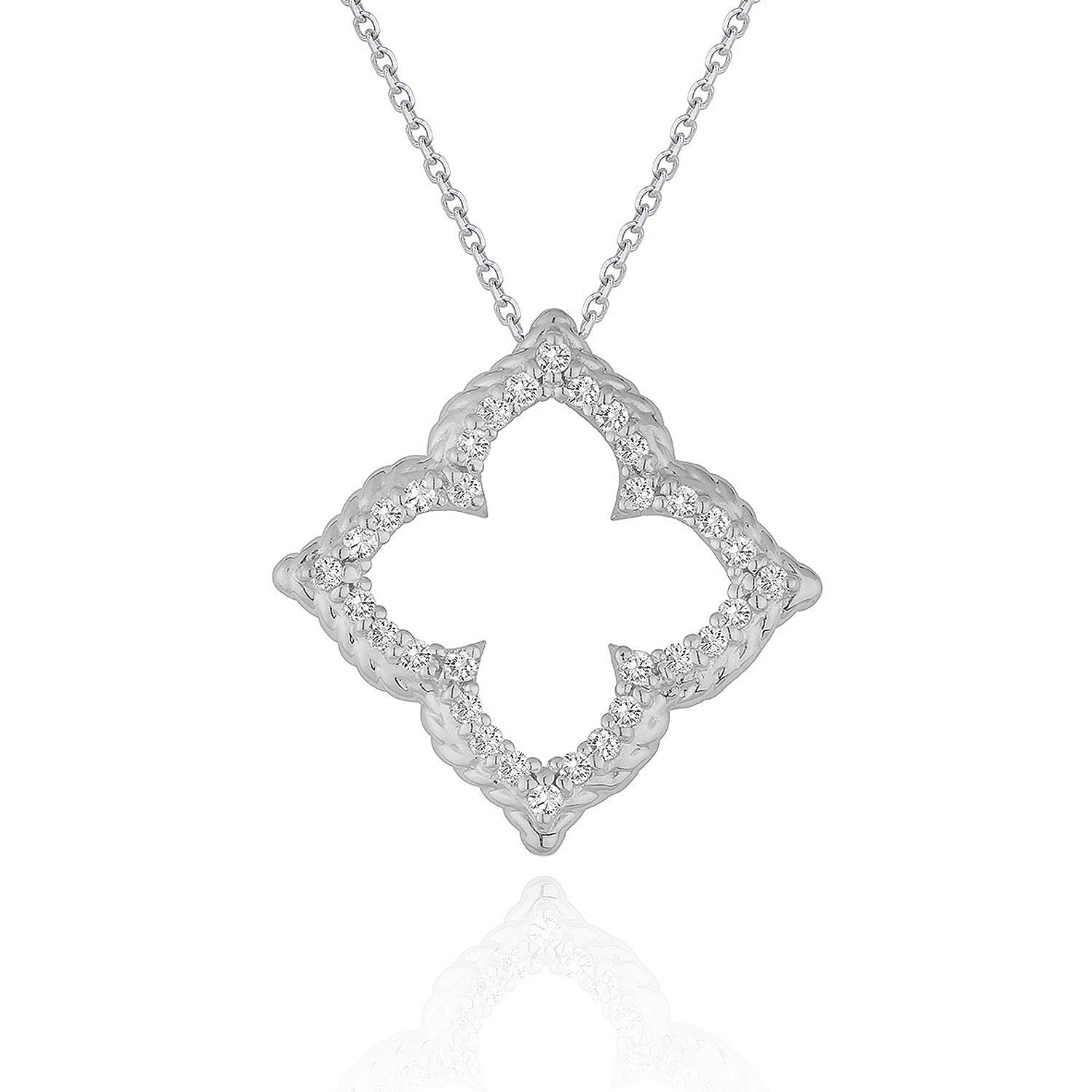 14k White Gold Diamond Cut-out Flower Pendant 1/3 cttw on sale at MyriadMart