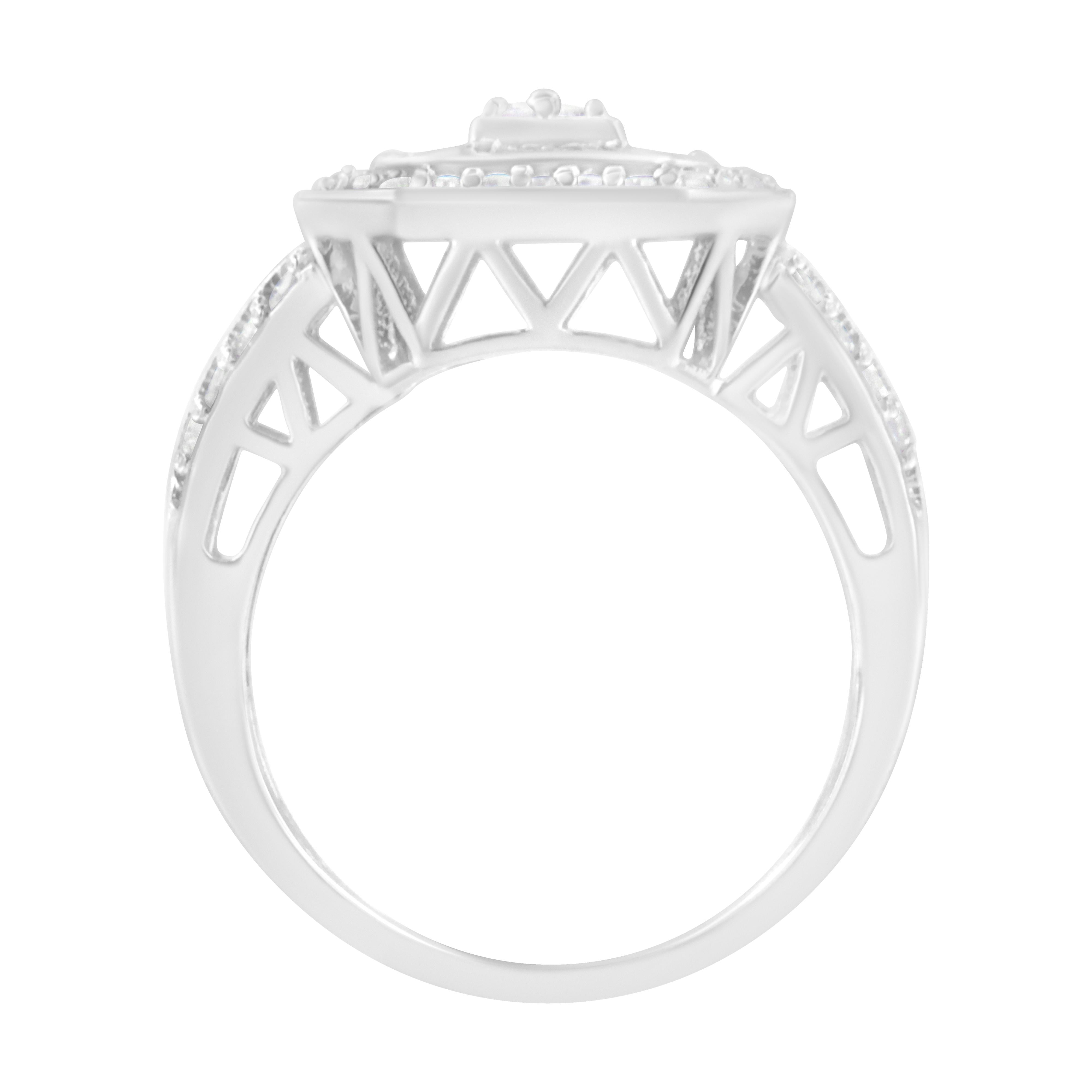 .925 Sterling Silver Round and Baguette Diamond Cathedral Ring 0.75 Cttw, H-I Color, I2-I3 Clarity - Size 7 on sale at MyriadMart