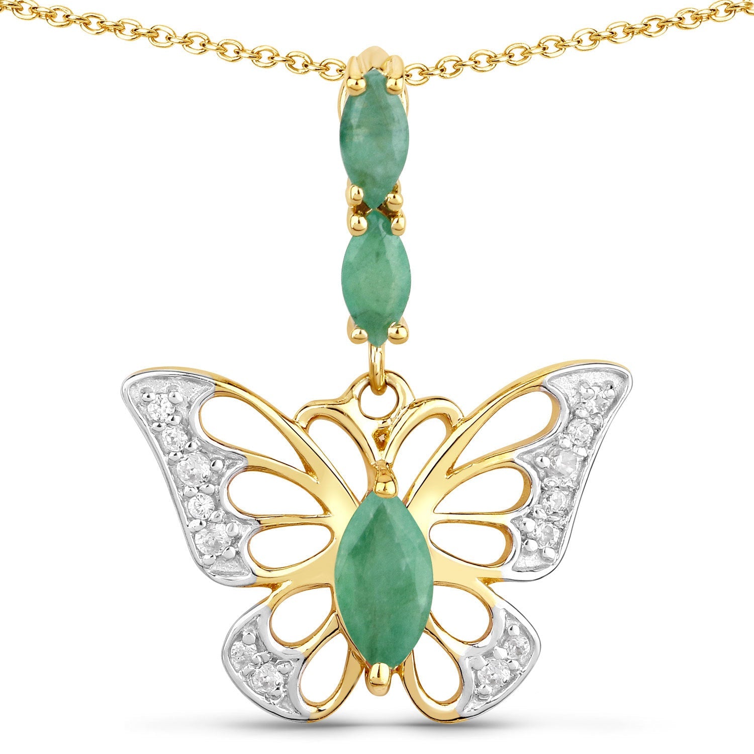 0.72 Carat Genuine Emerald and White Zircon .925 Sterling Silver Pendant on sale at MyriadMart