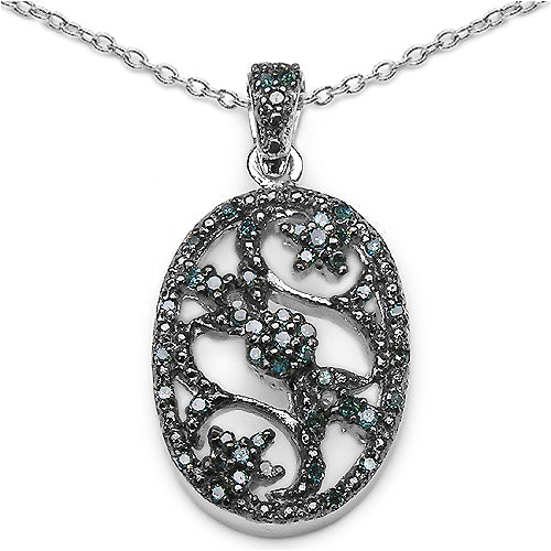 0.28 Carat Genuine Blue Diamond .925 Sterling Silver Pandent on sale at MyriadMart