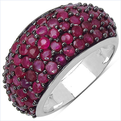 3.58 Carat Genuine Ruby & White Diamond .925 Sterling Silver Ring on sale at MyriadMart