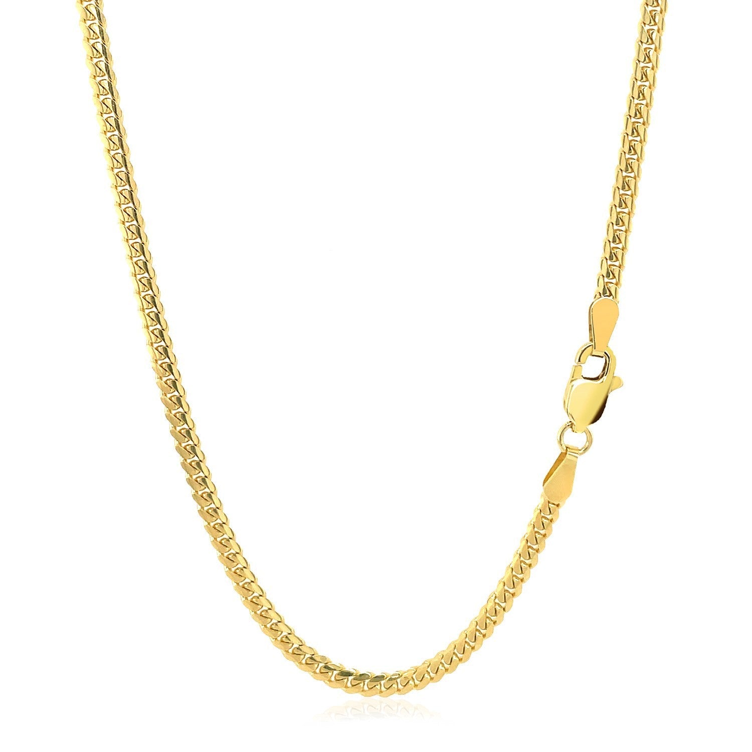 2.6mm 14k Yellow Gold Classic Solid Miami Cuban Chain on sale at MyriadMart