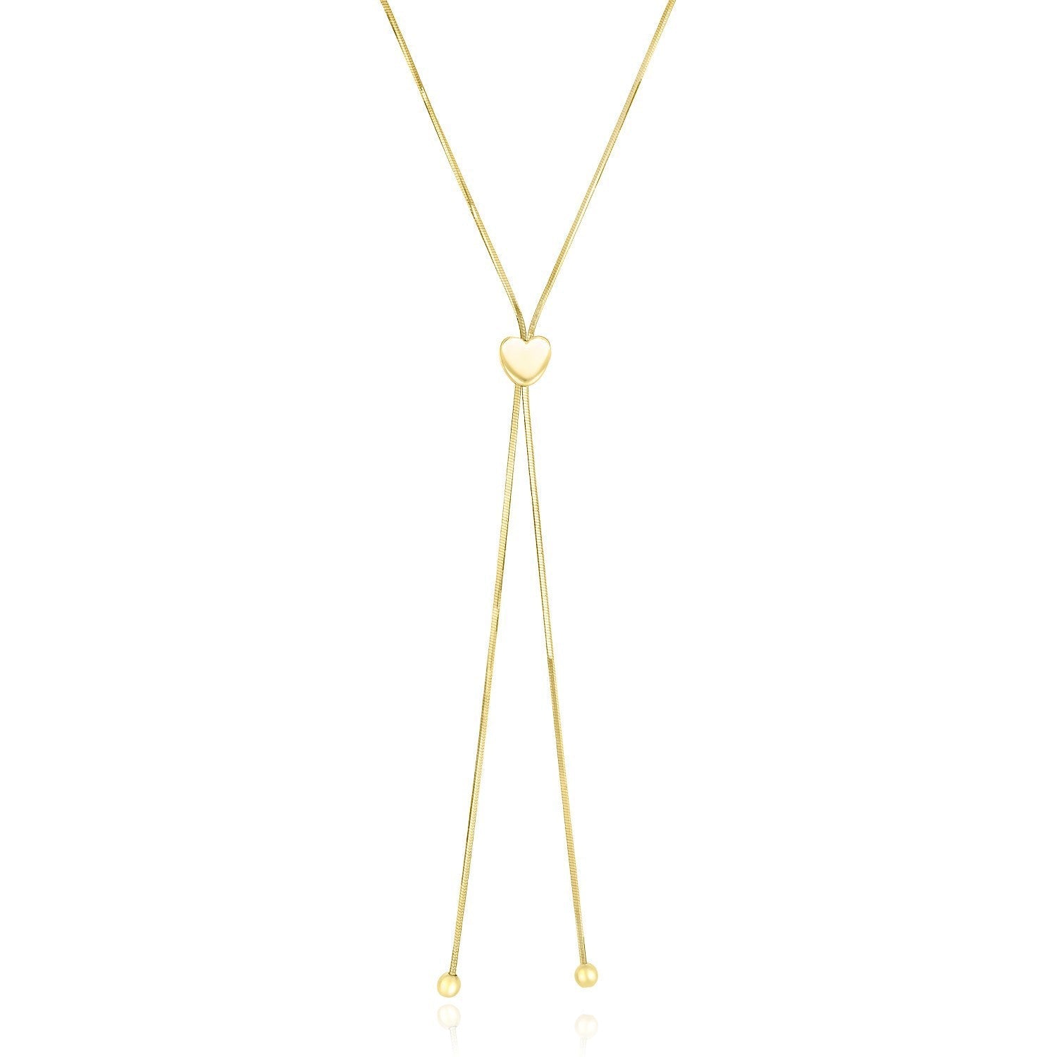 14k Yellow Gold Adjustable Heart Style Lariat Necklace on sale at MyriadMart