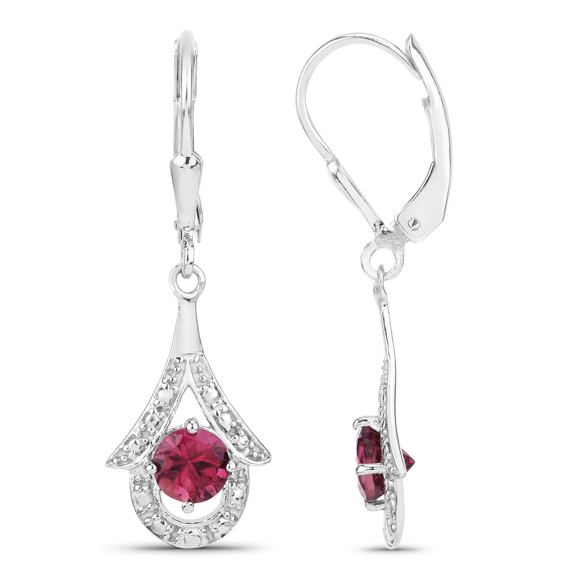 1.20 Carat Genuine Pink Tourmaline .925 Sterling Silver Earrings on sale at MyriadMart
