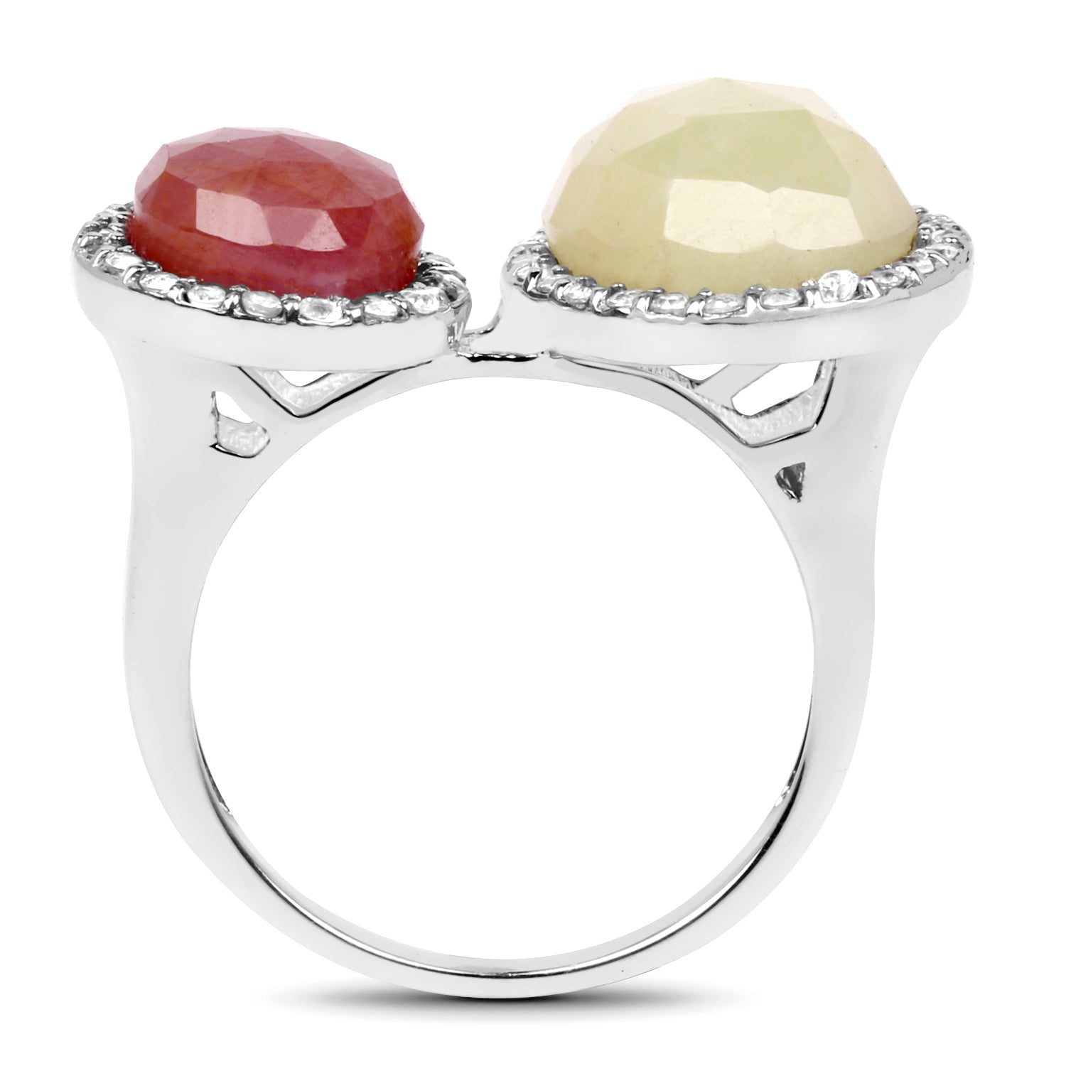 8.86 Carat Genuine Pink Sapphire and Sapphire White .925 Sterling Silver Ring on sale at MyriadMart