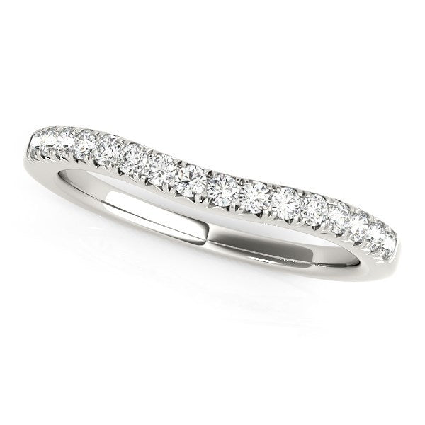 14k White Gold Pave Set Round Curved Wedding Band 1/4 cttw on sale at MyriadMart