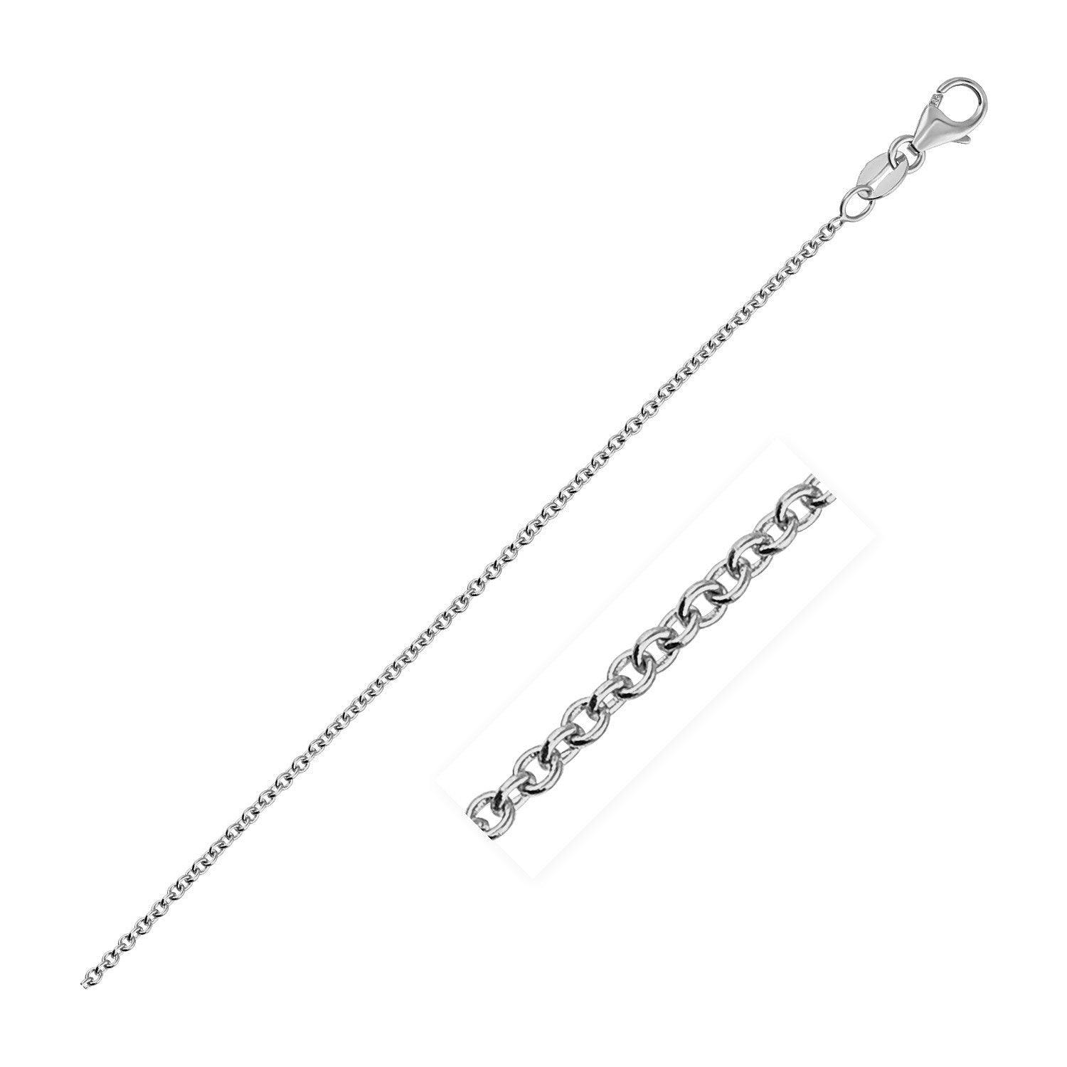 14k White Gold Round Cable Link Chain 1.3mm on sale at MyriadMart