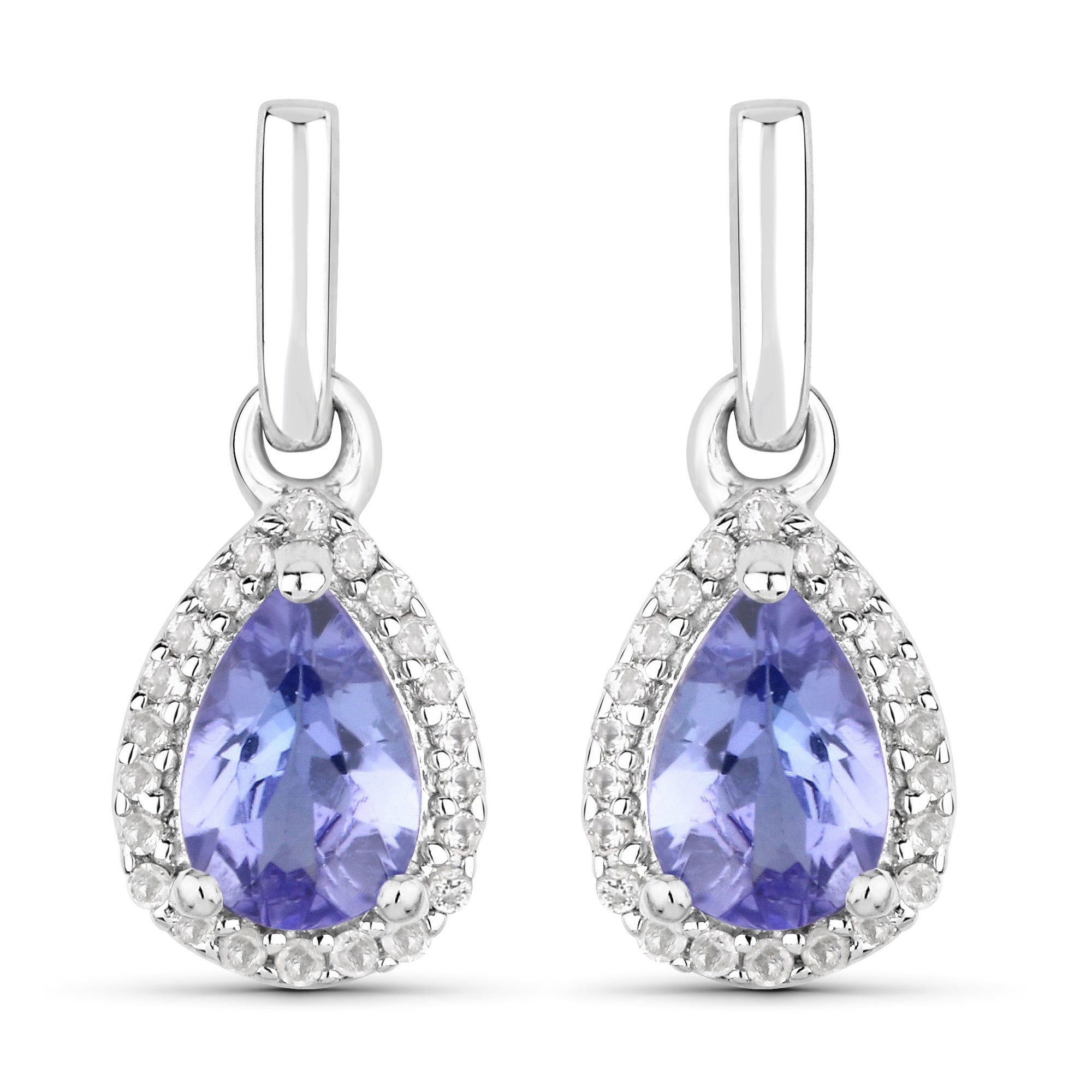 0.85 Carat Genuine Tanzanite and White Topaz .925 Sterling Silver Earrings on sale at MyriadMart