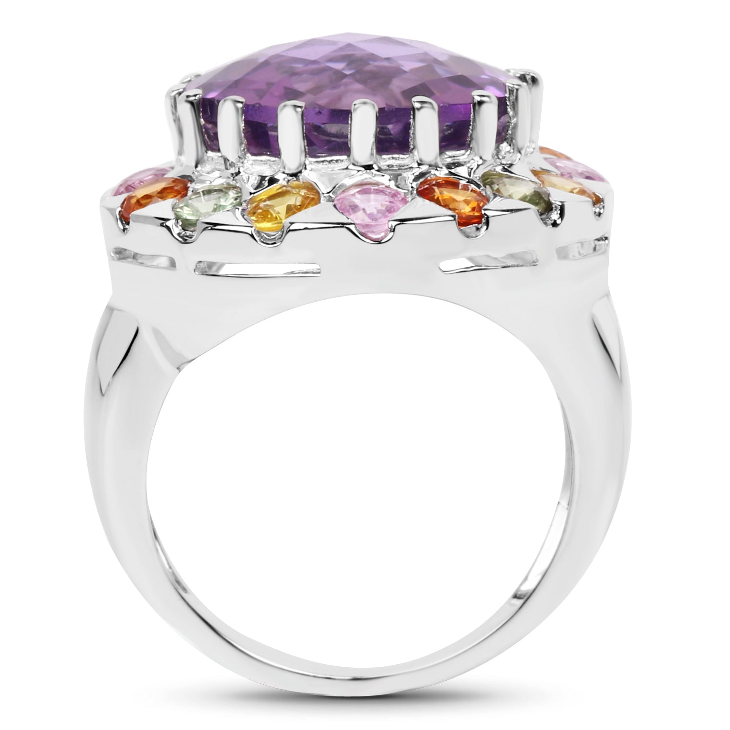 10.16 Carat Genuine Multi Stone .925 Sterling Silver Ring on sale at MyriadMart