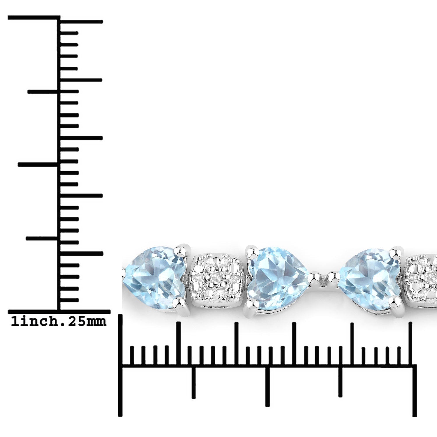 11.10 Carat Genuine Blue Topaz and White Diamond .925 Sterling Silver Bracelet on sale at MyriadMart
