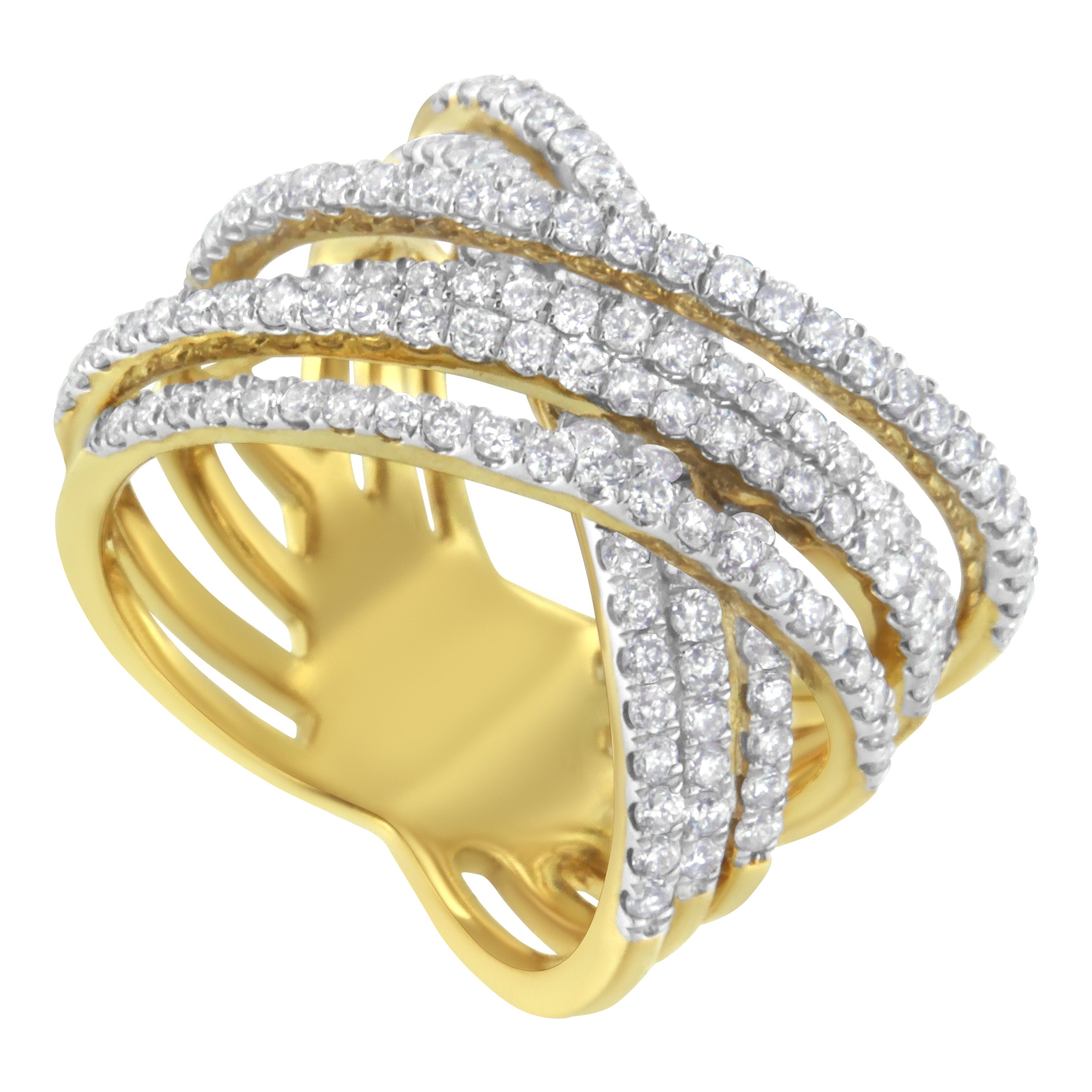 10KT Yellow Gold Diamond Bypass Ring 1 5/8 cttw, H-I Color, SI2-I1 Clarity on sale at MyriadMart