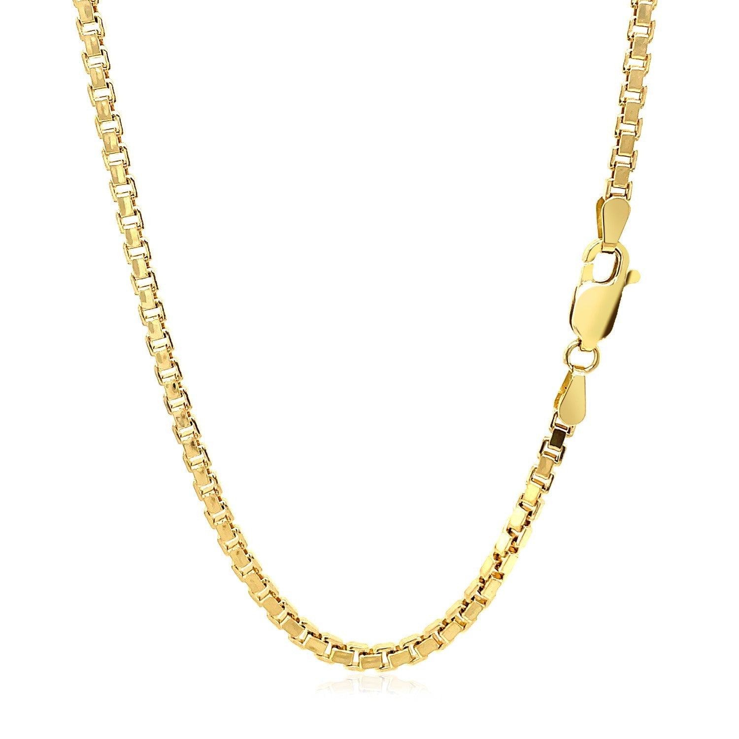 2.5mm 14k Yellow Gold Semi Solid Box Chain on sale at MyriadMart
