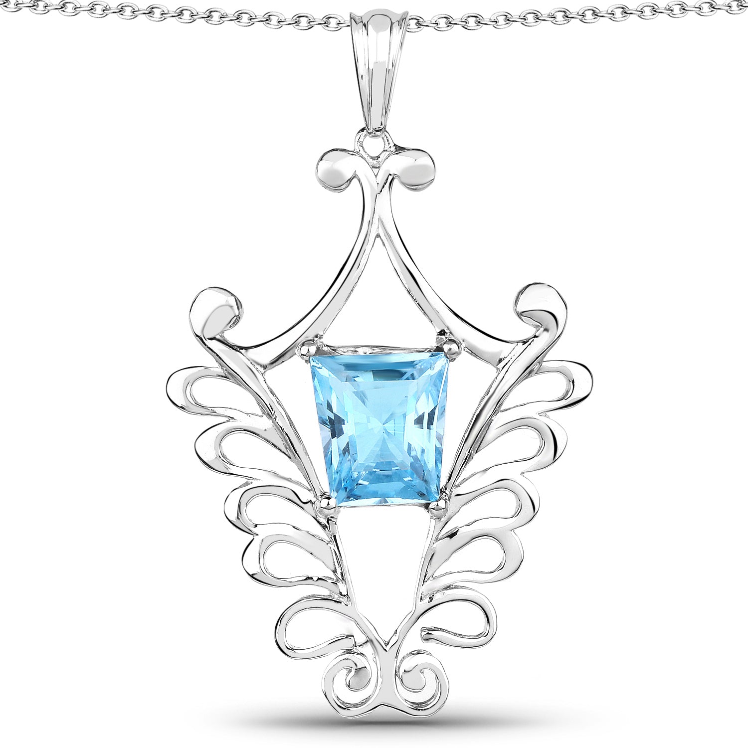 5.68 Carat Genuine Swiss Blue Topaz .925 Sterling Silver Pendant on sale at MyriadMart