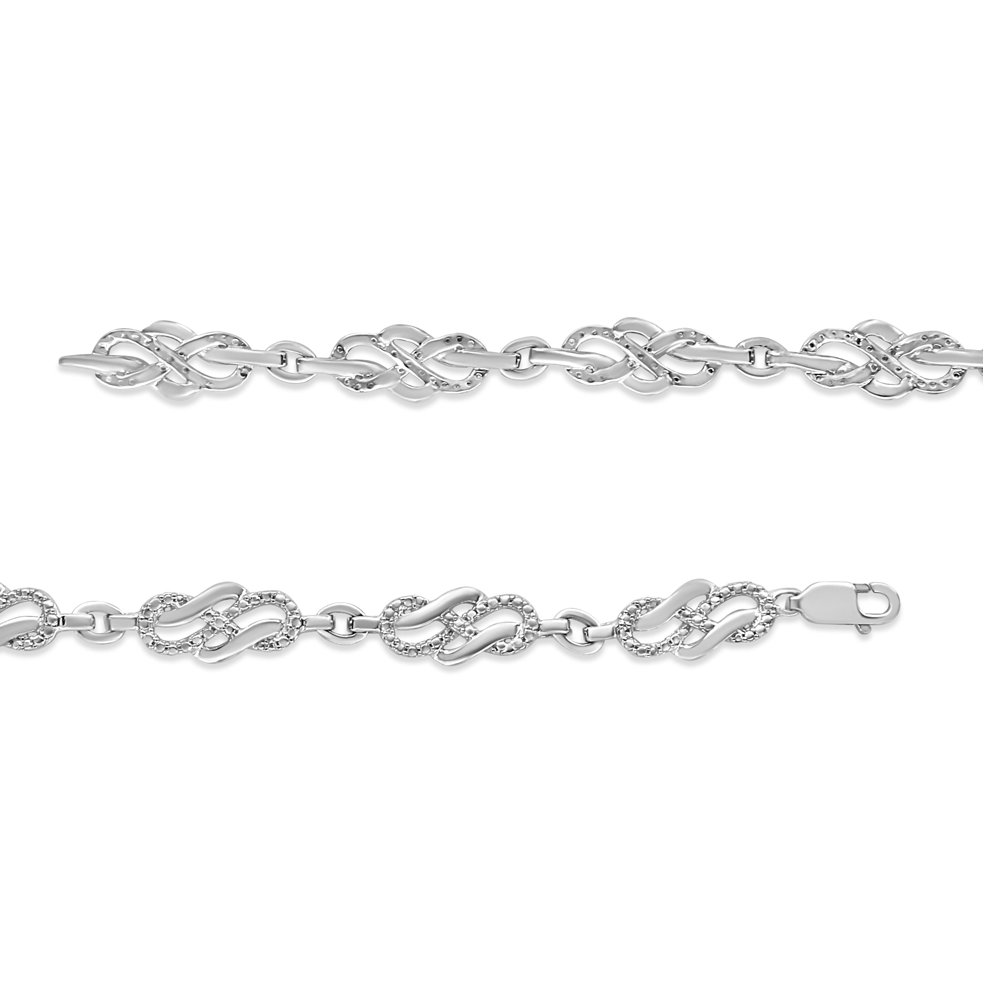.925 Sterling Silver Prong Set Diamond Accent Infinity Weave Link 7.25" Bracelet I-J Color, I3 Clarity on sale at MyriadMart