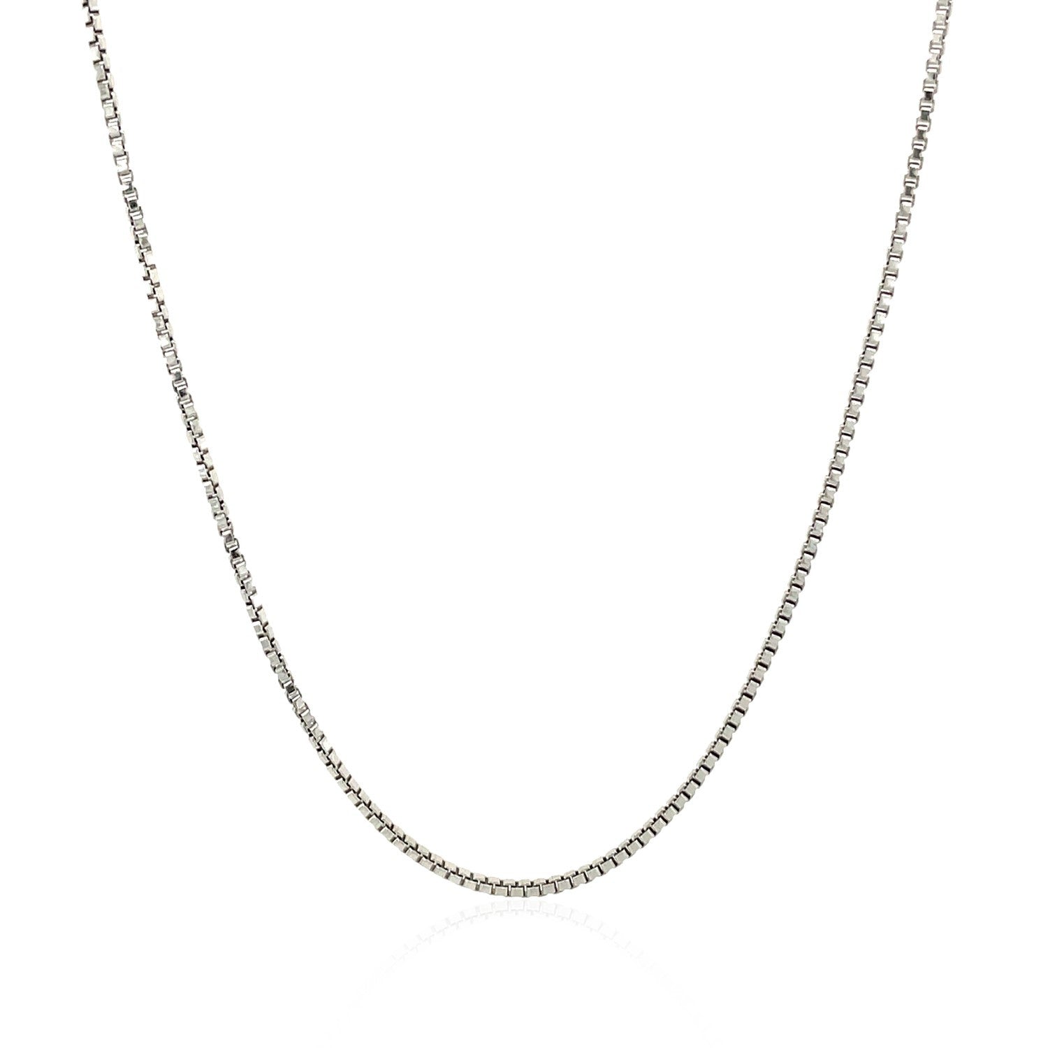 Sterling Silver Rhodium Plated Box Chain 1.1mm on sale at MyriadMart