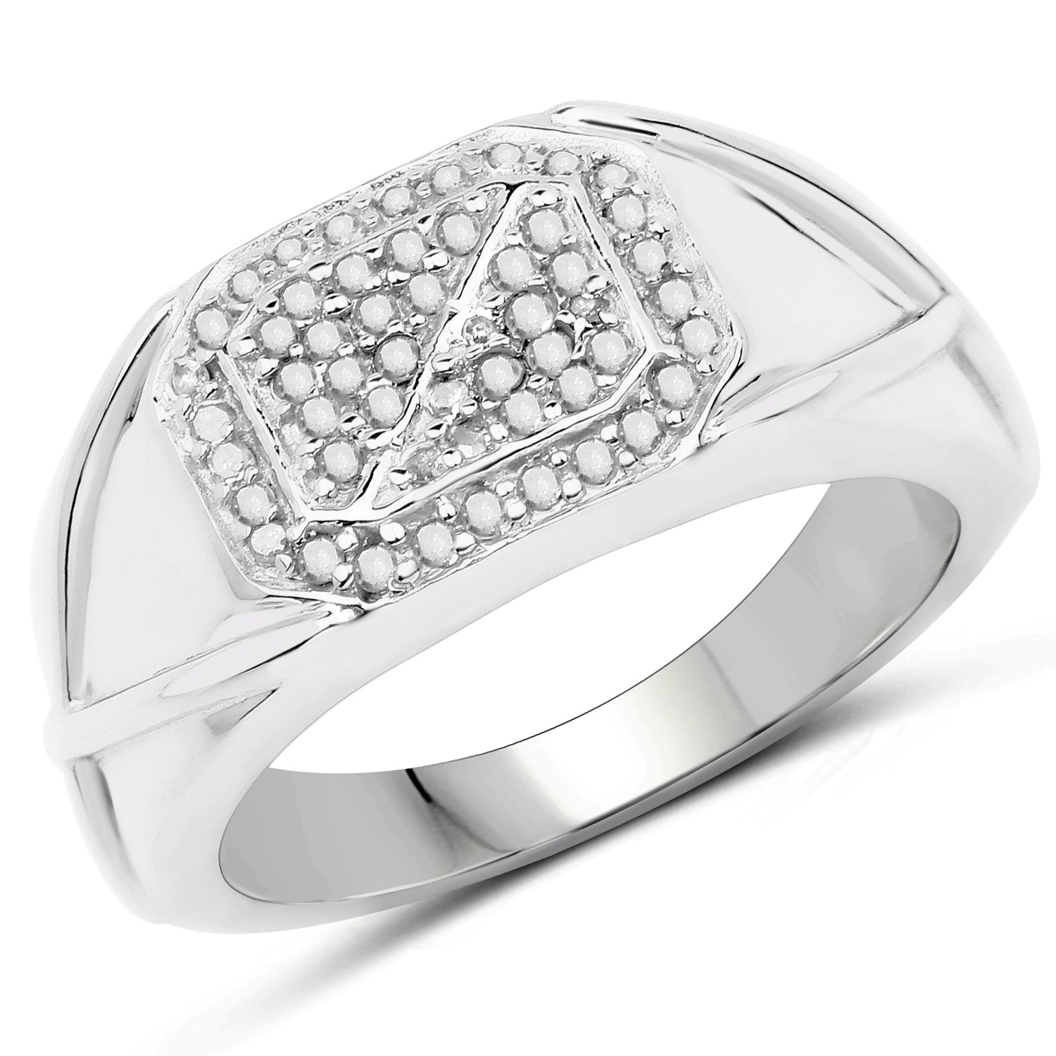 14K White Gold Plated 0.24 Carat Genuine White Diamond .925 Sterling Silver Ring on sale at MyriadMart