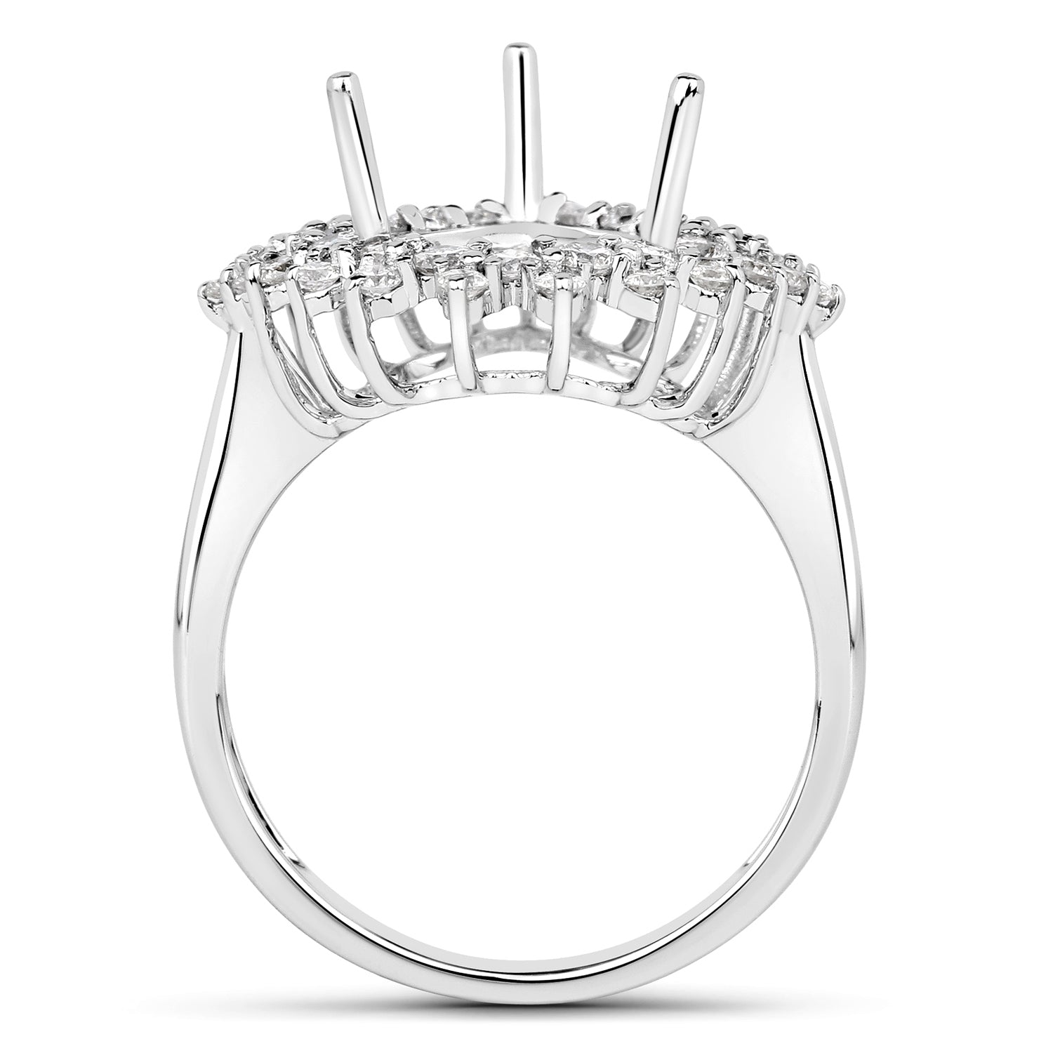 0.89 Carat Genuine White Diamond 14K White Gold Semi Mount Ring - holds 11x9mm Pear Gemstone on sale at MyriadMart
