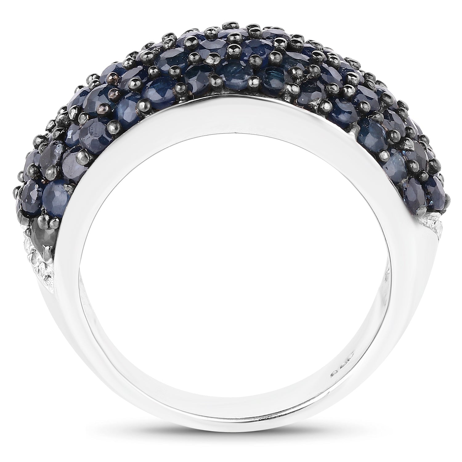 3.28 Carat Genuine Blue Sapphire and White Topaz .925 Sterling Silver Ring on sale at MyriadMart