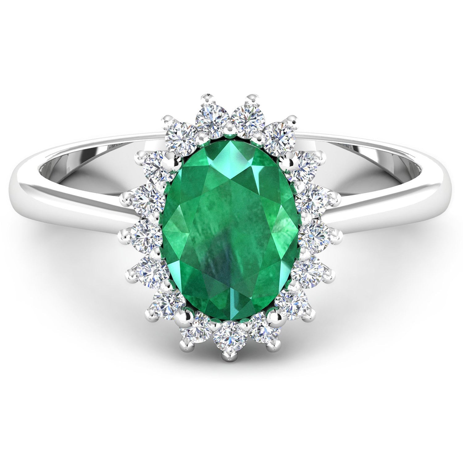 1.87 Carat Genuine Zambian Emerald and White Diamond 14K White Gold Ring on sale at MyriadMart