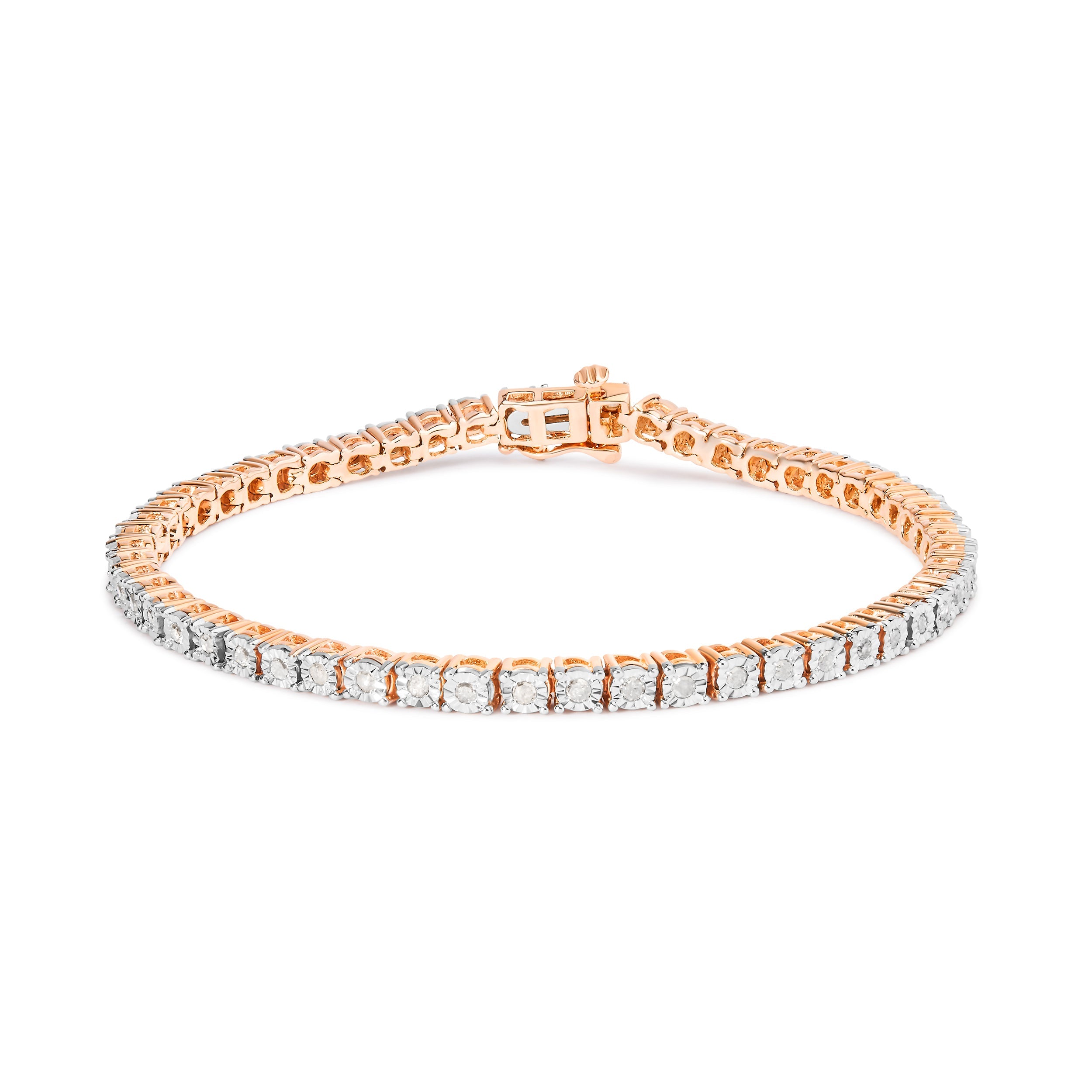 .925 Sterling Silver 1.0 Cttw Miracle-Set Diamond Round Faceted Bezel Tennis Bracelet I-J Color, I3 Clarity - 7" on sale at MyriadMart