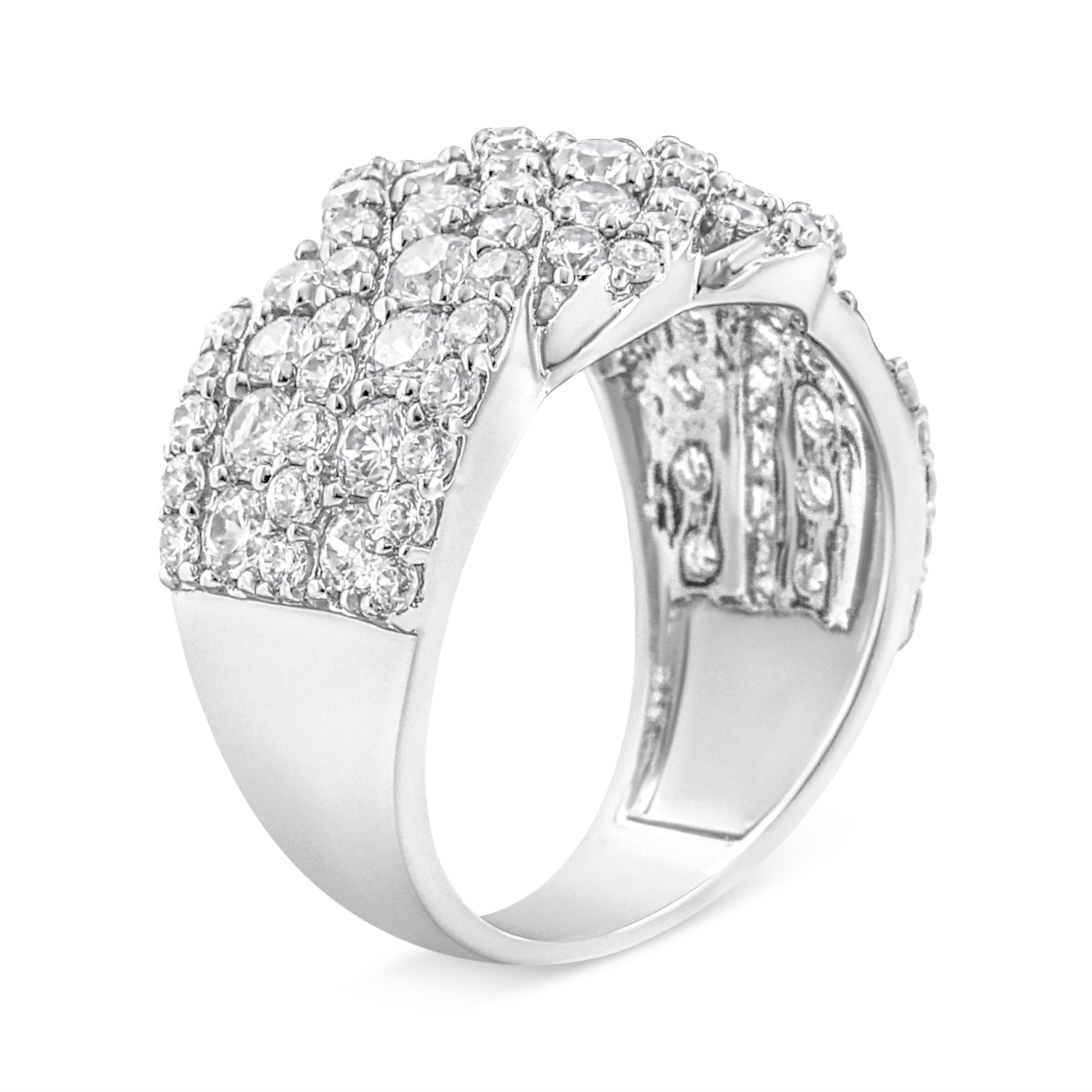 10K White Gold 3.00 Cttw Diamond Multi Row Cluster Band Ring I-J Color, I3 Clarity - Size 7 on sale at MyriadMart
