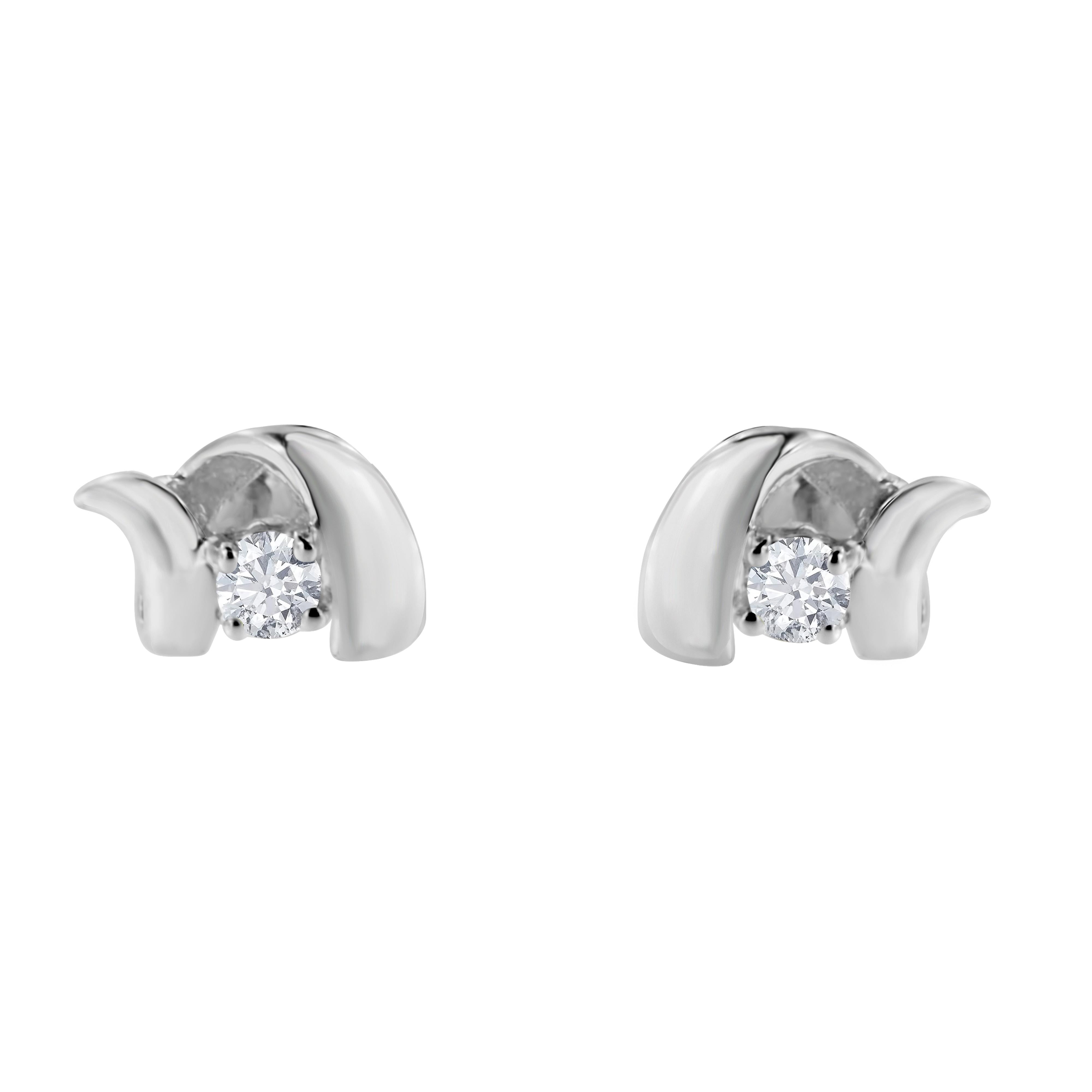 .925 Sterling Silver Round Cut Diamond Fashion Stud Earrings 0.10 cttw, I-J Color, I2-I3 Clarity on sale at MyriadMart