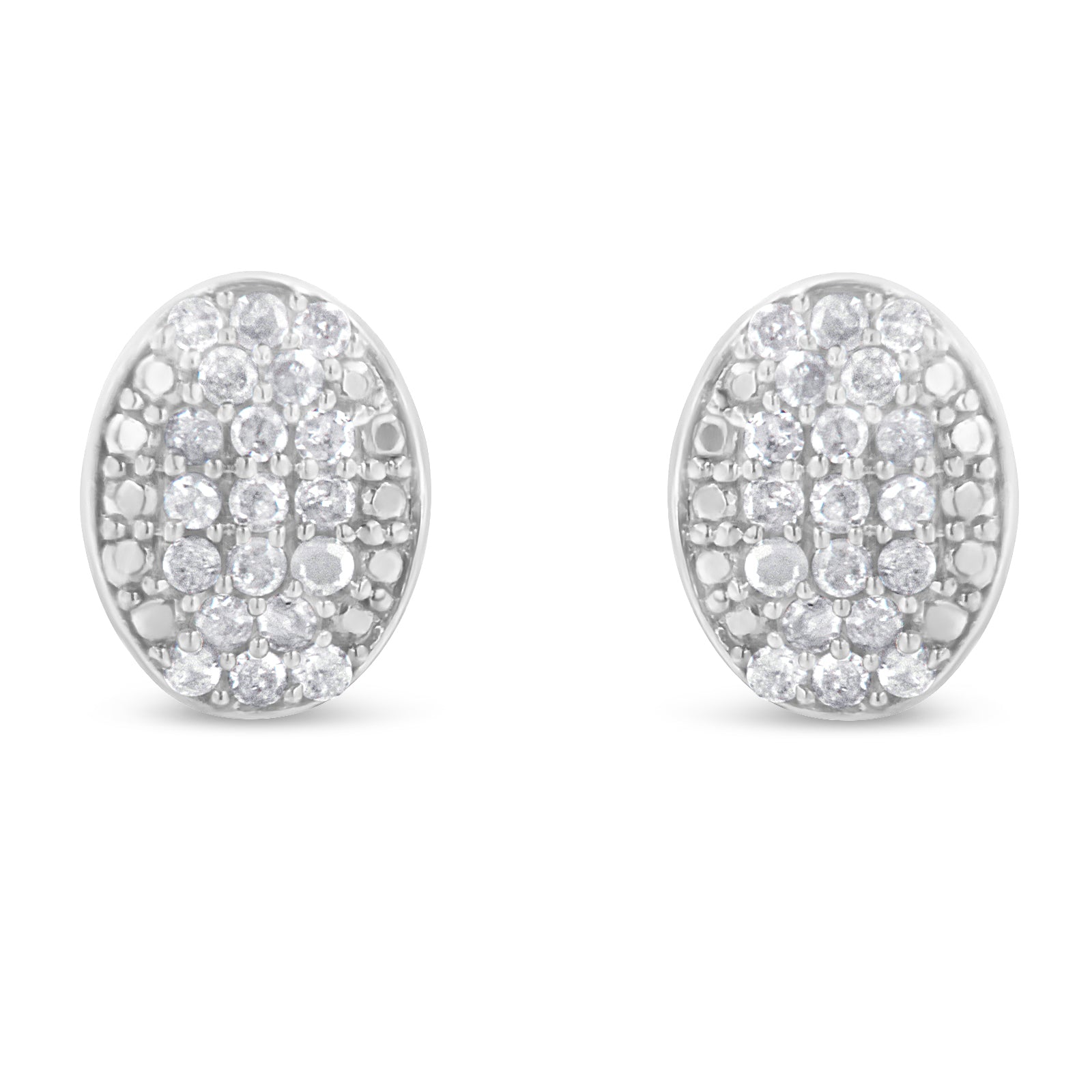 Sterling Silver Round Diamond Oval Cluster Earrings 1/2 cttw, I-J Color, I2-I3 Clarity on sale at MyriadMart