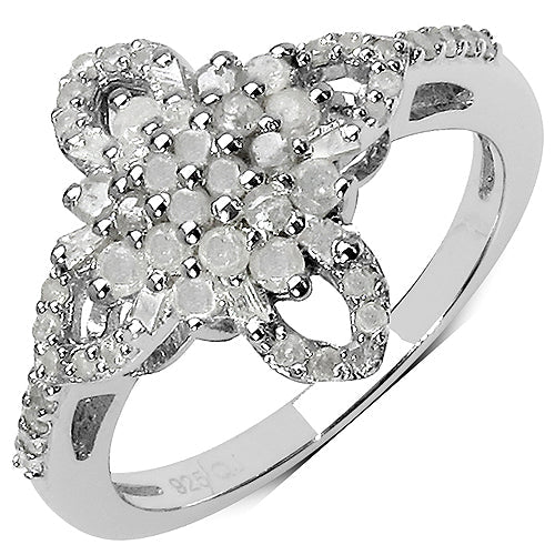 0.63 Carat Genuine White Diamond & Yellow Diamond .925 Sterling Silver Ring on sale at MyriadMart