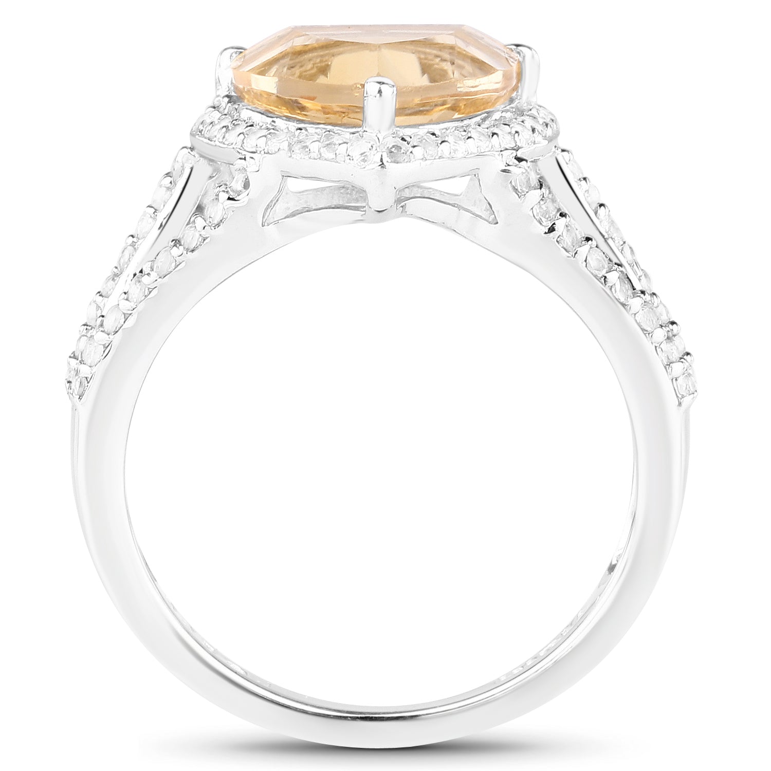 3.06 Carat Genuine Citrine and White Topaz .925 Sterling Silver Ring on sale at MyriadMart